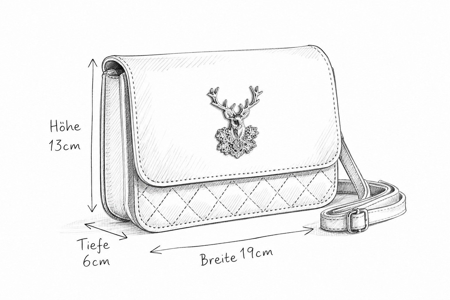 Der Trachtler Trachtentasche Damen Dirndltasche mit Hirsch-Zierteil, - stilvolles Trachten-Accessoire – Bild 4 von 4