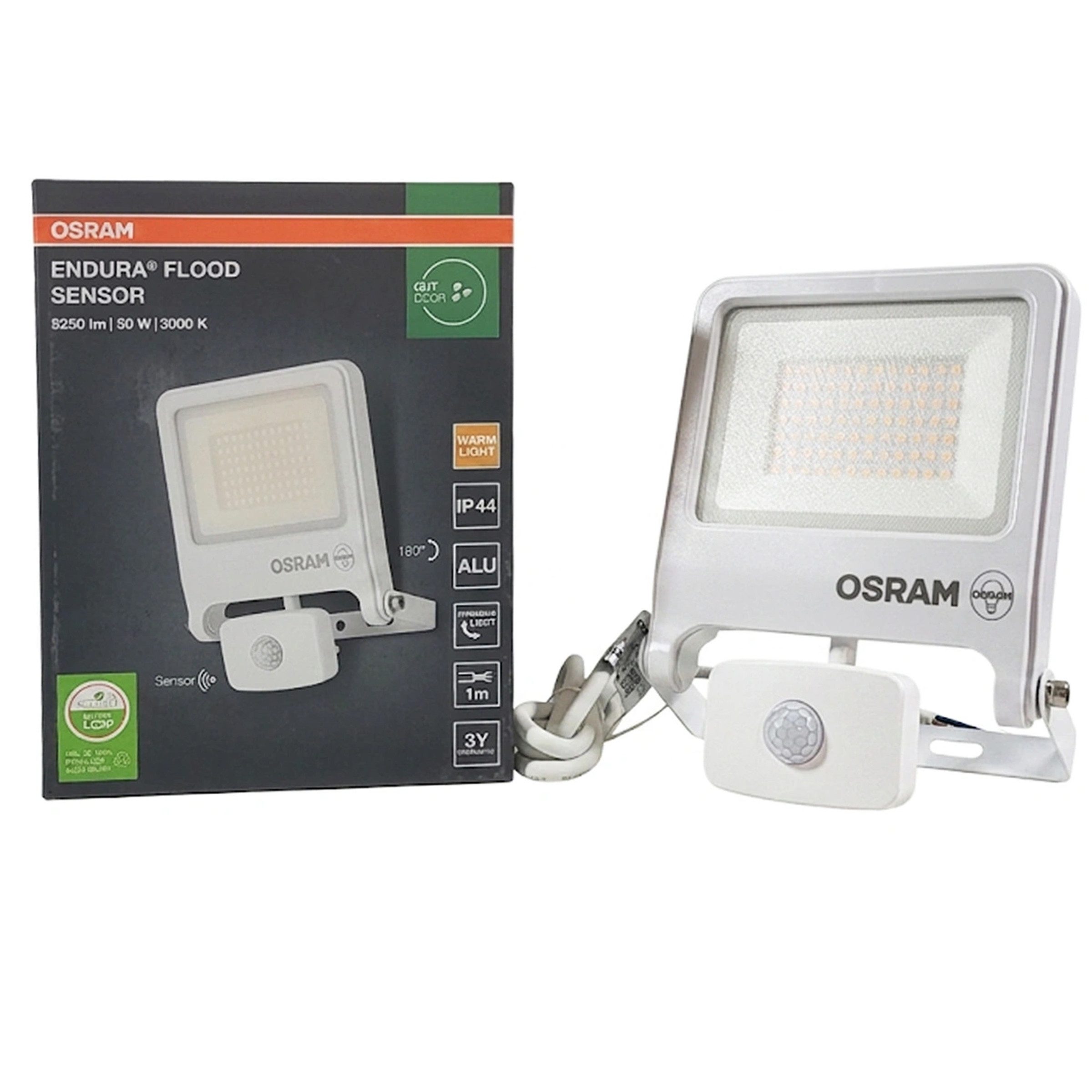 Osram LED Flutlichtstrahler Osram ENDURA FLOOD PCR SENSOR 50W 830 WT Warmweiß mit Bewegungssensor