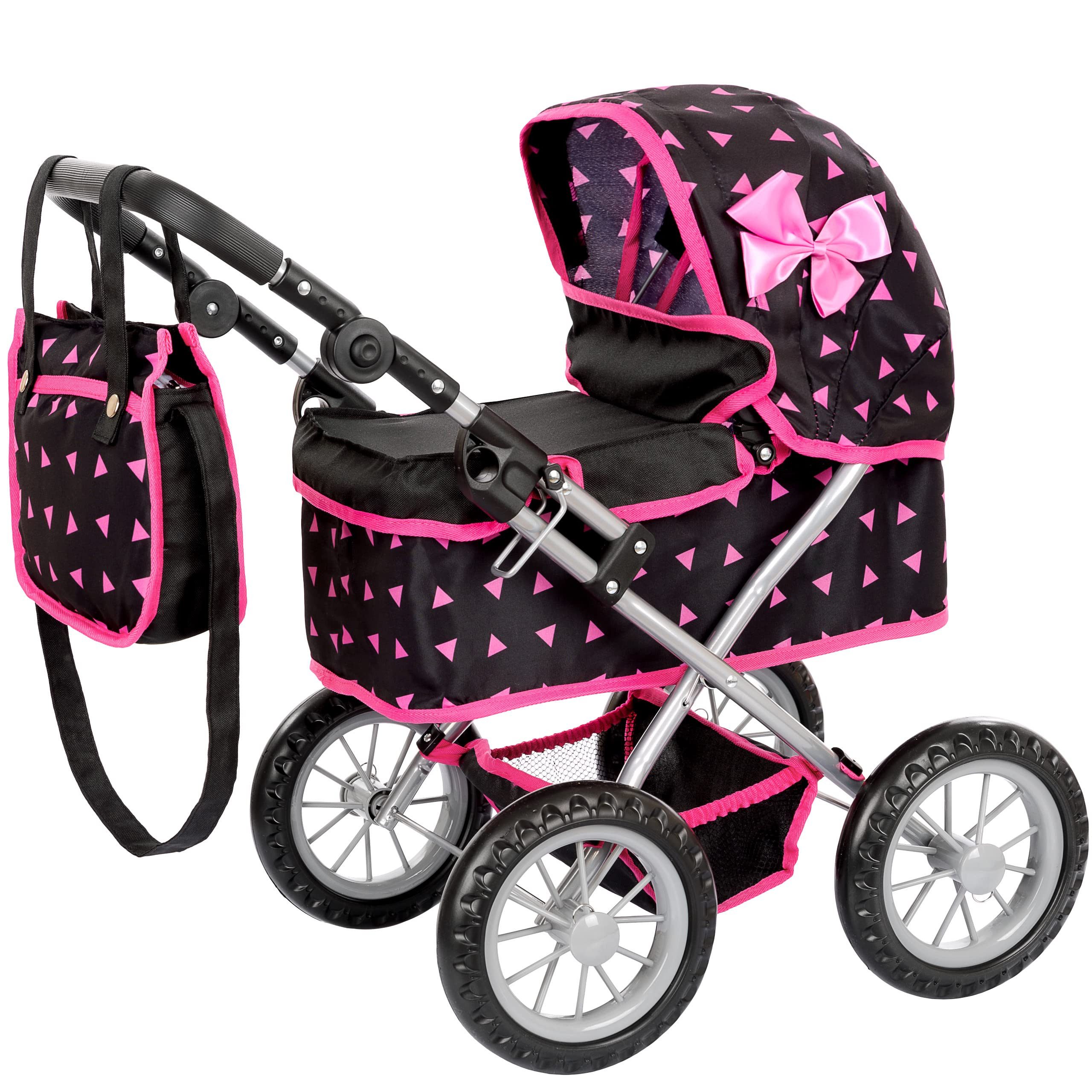 kinderplay Puppenwagen Puppenwagen mit Tasche – höhenverstellbar – Spielspaß ab 2 Jahren – kl