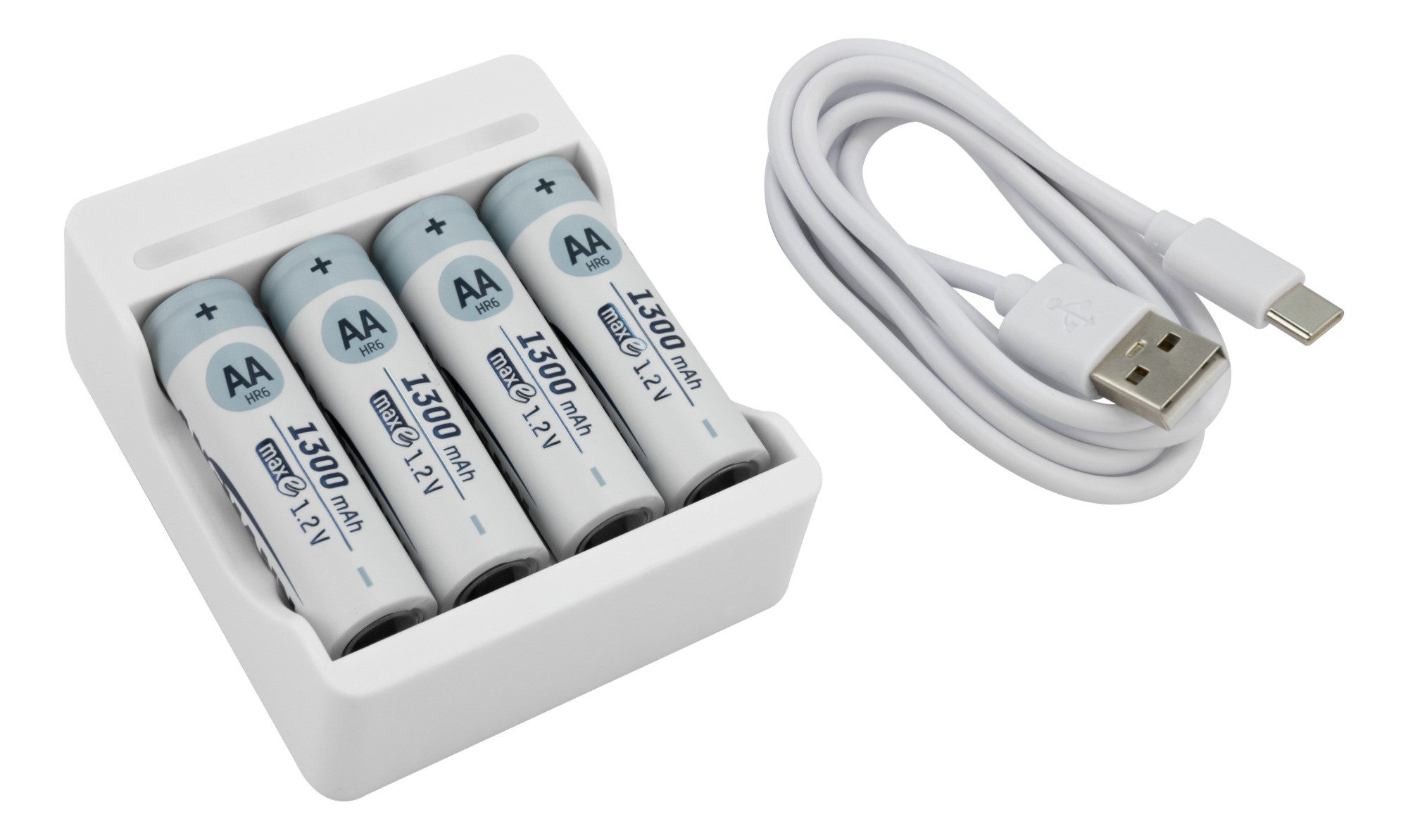 ANSMANN AG Akku Ladegerät, für 1-4 NiMH AA AAA, inkl. 4x AA 1300 mAh Akku Universal-Ladegerät