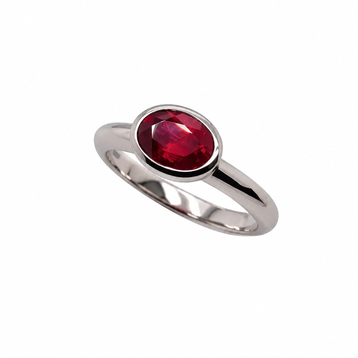 Sogni d'oro Fingerring mit Rubin, quer gesetzt, Platin 950