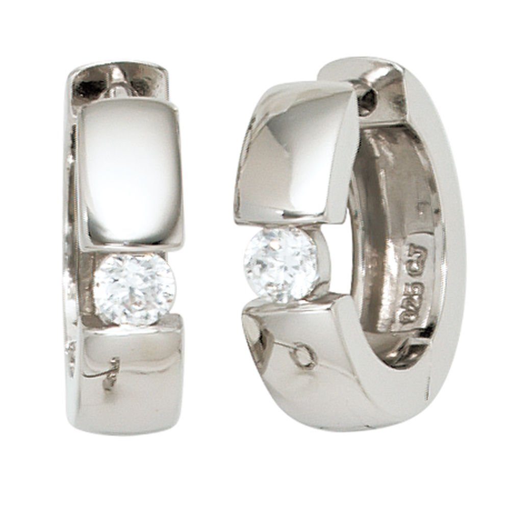 Paar Creolen Creolen, 16.5mm, Zirkonia, 925 Silber