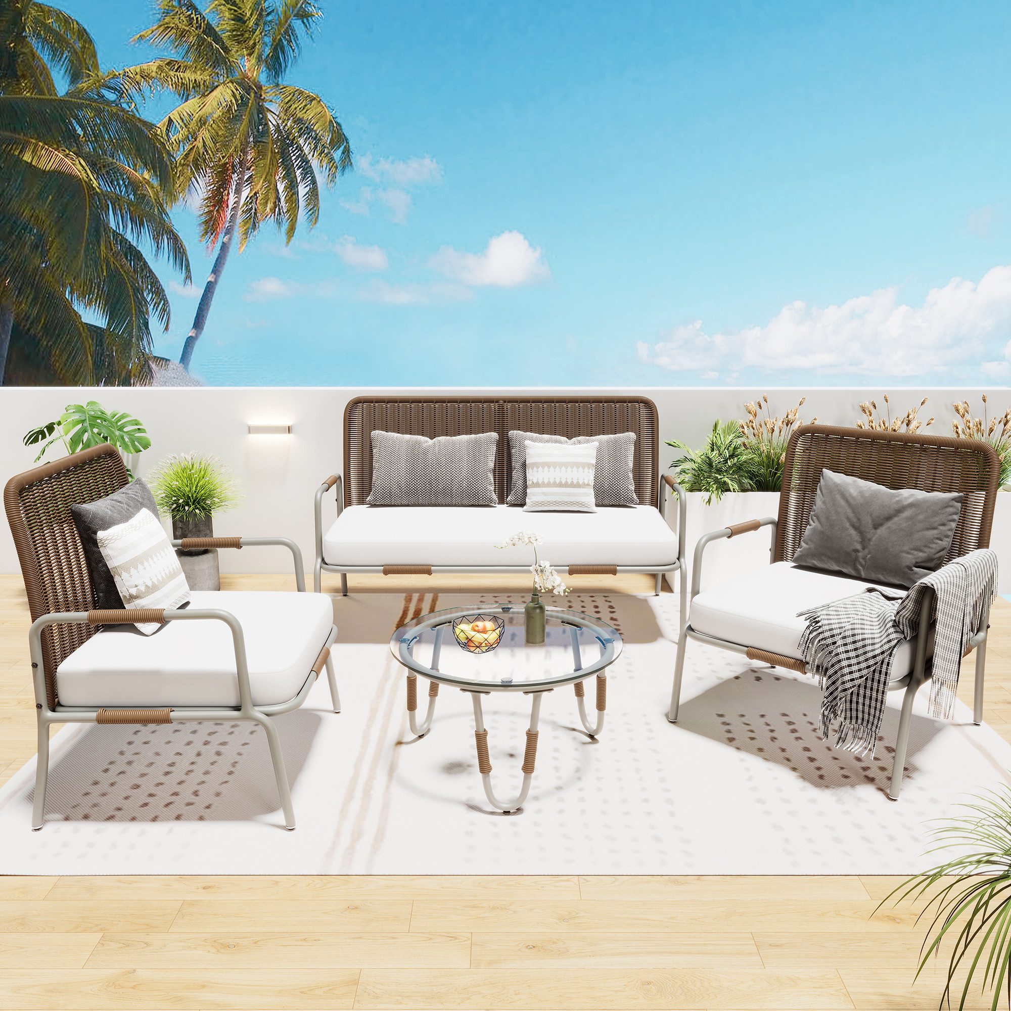 Gotagee GartenloungeSet Poly Rattan Sitzgruppe Gartenmöbel