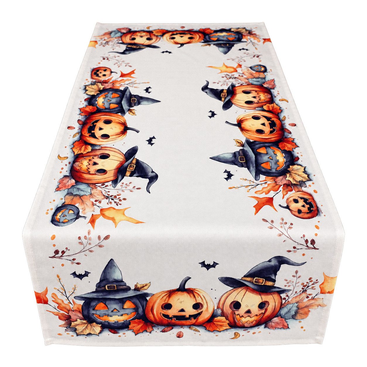 texpot Tischdecke Tischläufer Druck Fledermaus Halloween Kürbis (1-tlg)