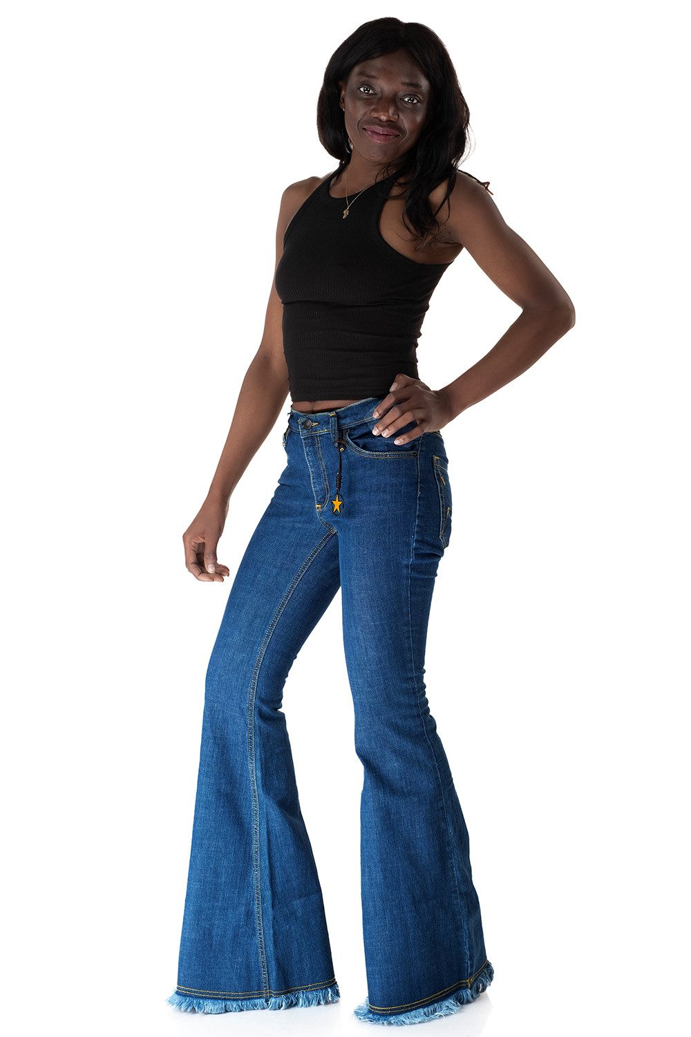 Schlagjeans Damen STAR EASY FRINGS