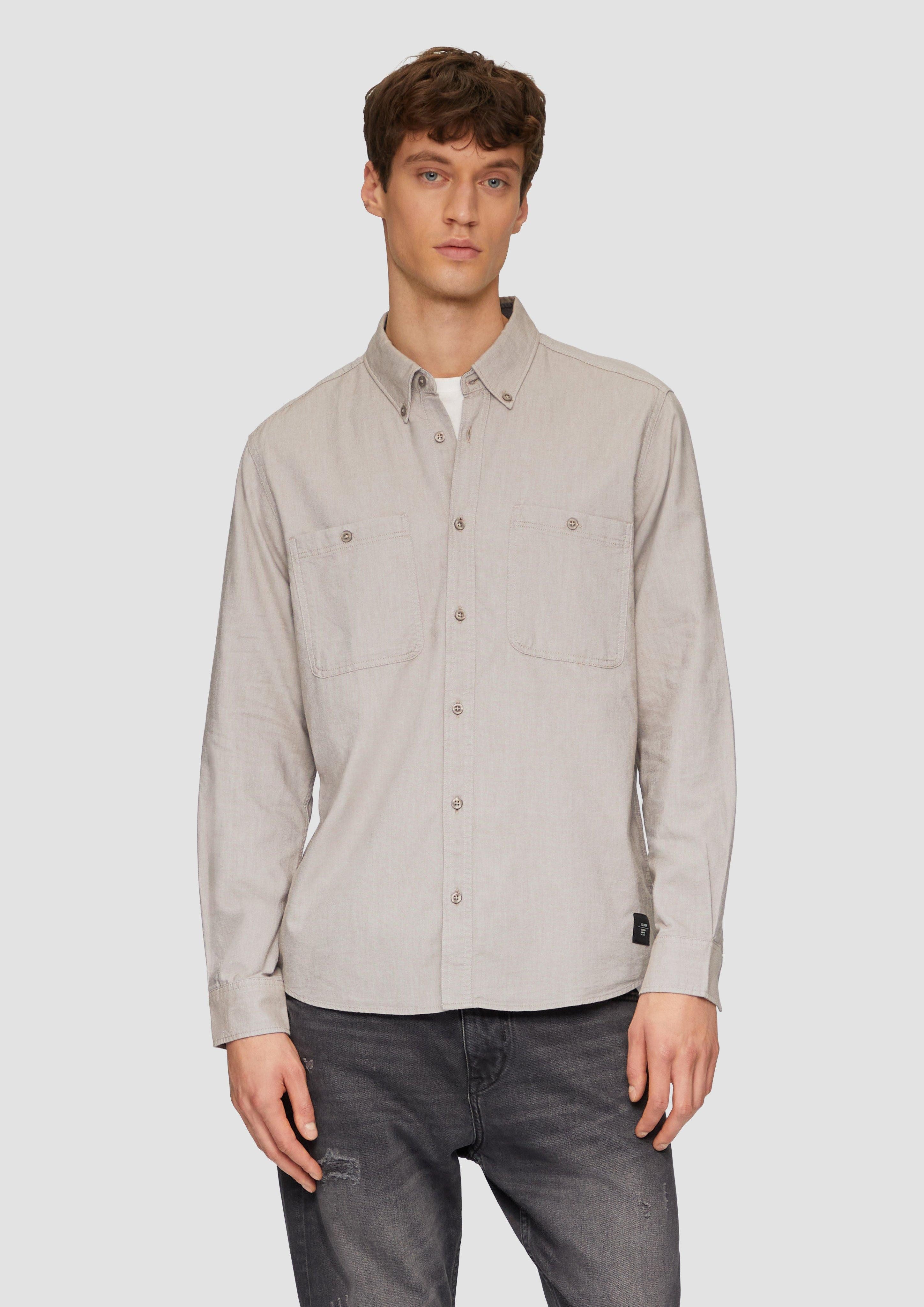 Langarmhemd Regular Fit: Baumwollhemd mit Button-Down-Kragen