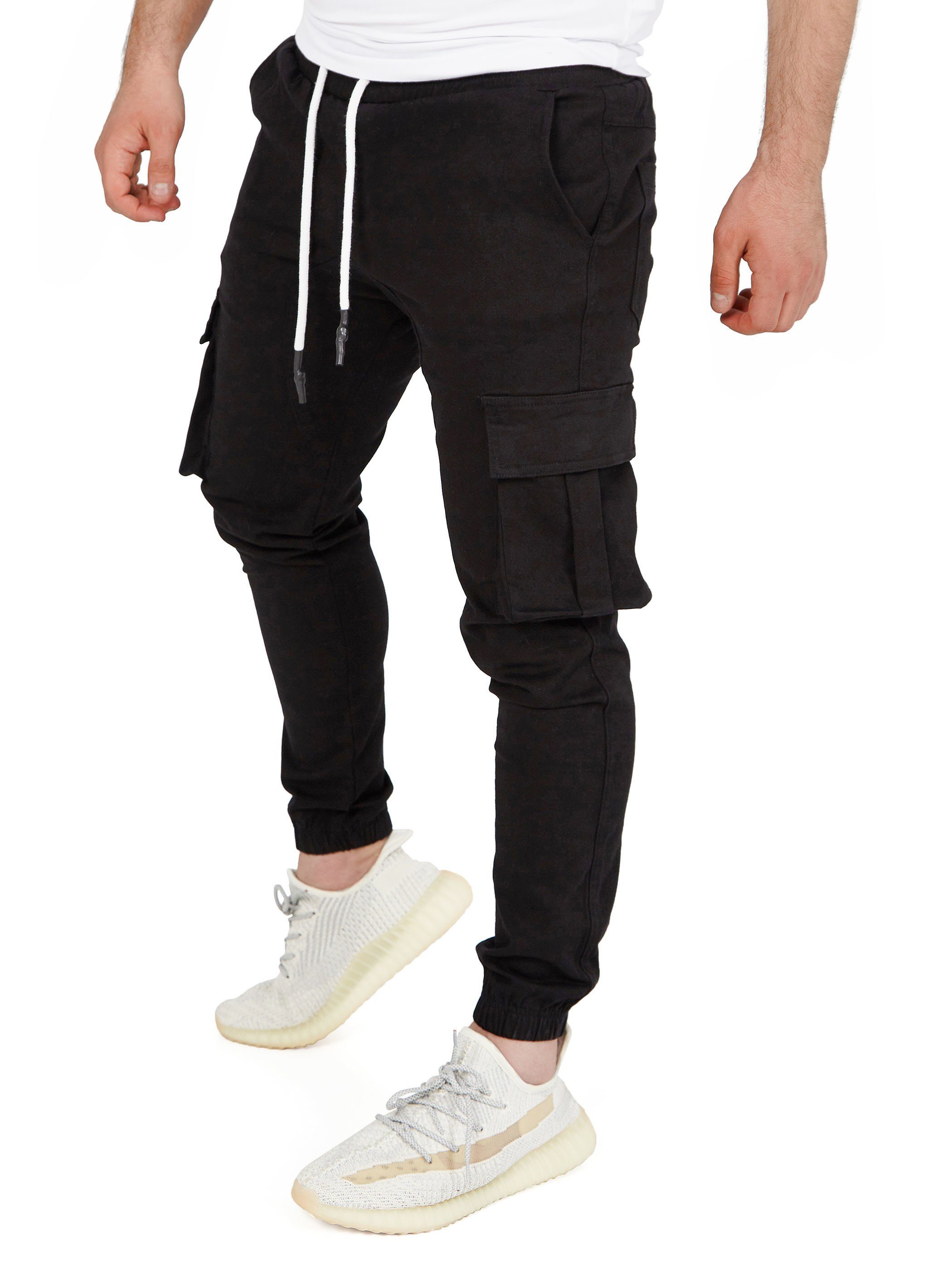 Pittman Cargohose Cargohosen Herren Chino Giga mit elastischem Bund, Cargotaschen