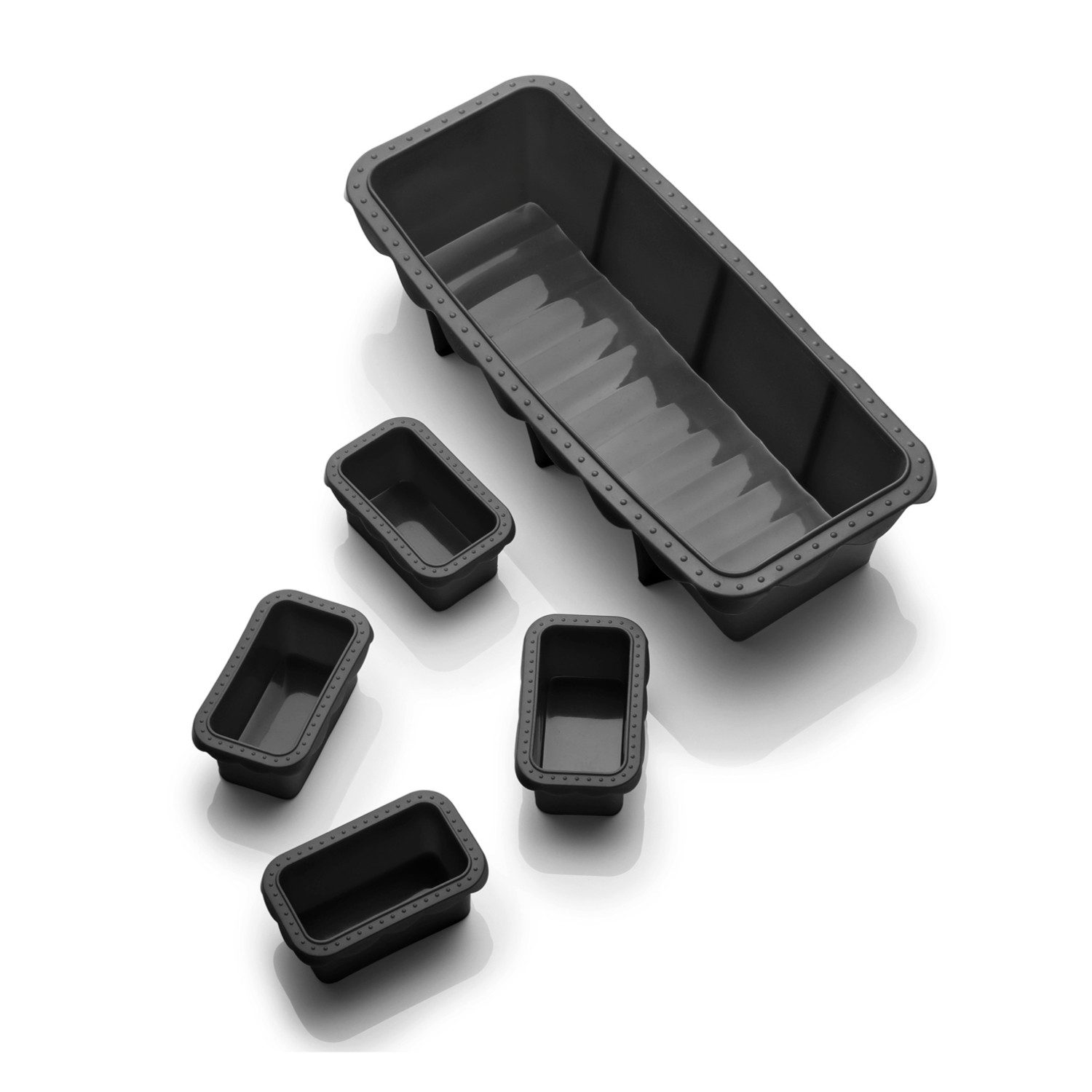 Coolinato Backform Coolinato Silikon Kastenform Set 5tlg, GRAU, inkl. Rezepte