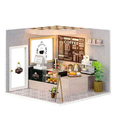 Cute Room 3D-Puzzle DIY holz Miniature Haus Puppenhaus Kaffee, Puzzleteile, 3D-Puzzle, Miniaturhaus, Maßstab 1:24, Modellbausatz zum basteln