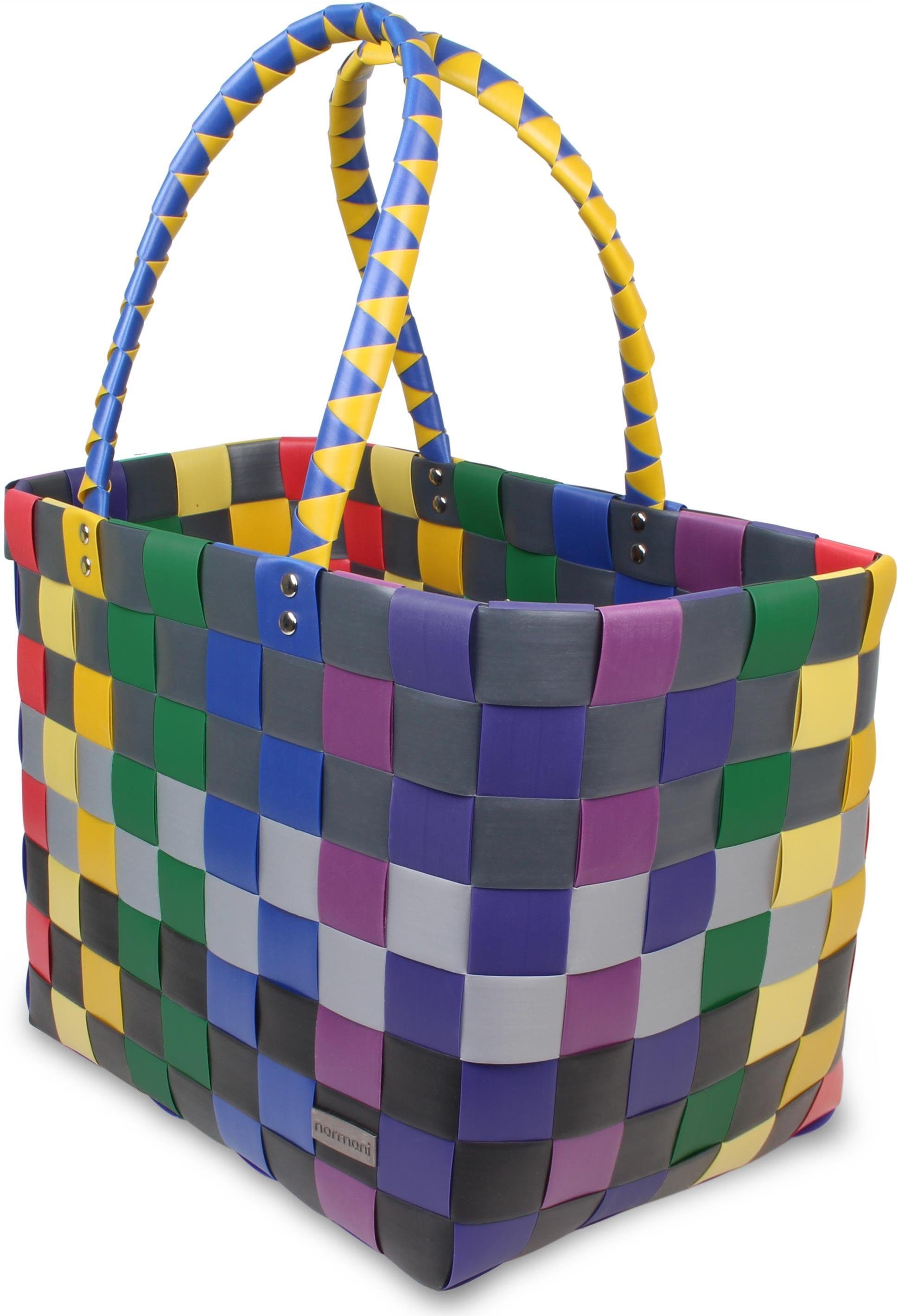 normani Einkaufskorb Einkaufskorb Einkaufstasche aus aus pflegeleichtem 20 Flechtkorb Kunststoff, l, Material Rainbow