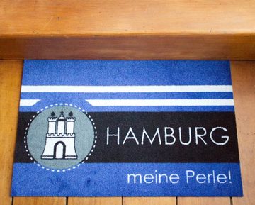 Fußmatte Hamburger Blau Wappen Matte 60 x 40 cm Blau Meine Perle, ASTRA, Rechteckig, Höhe: 3 mm