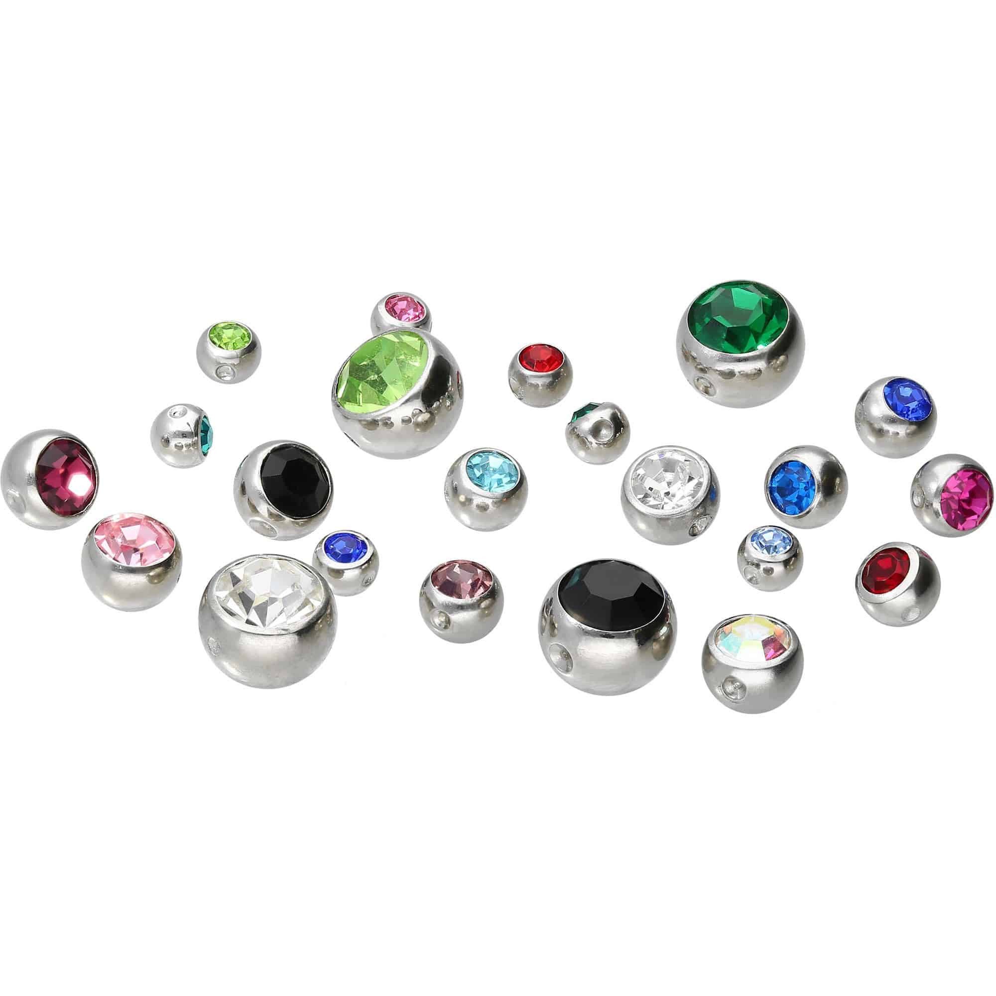 PIERCINGLINE Piercing-Set Chirurgenstahl Klemmkugel KRISTALL (Klemm-Aufsätze, 1-tlg)