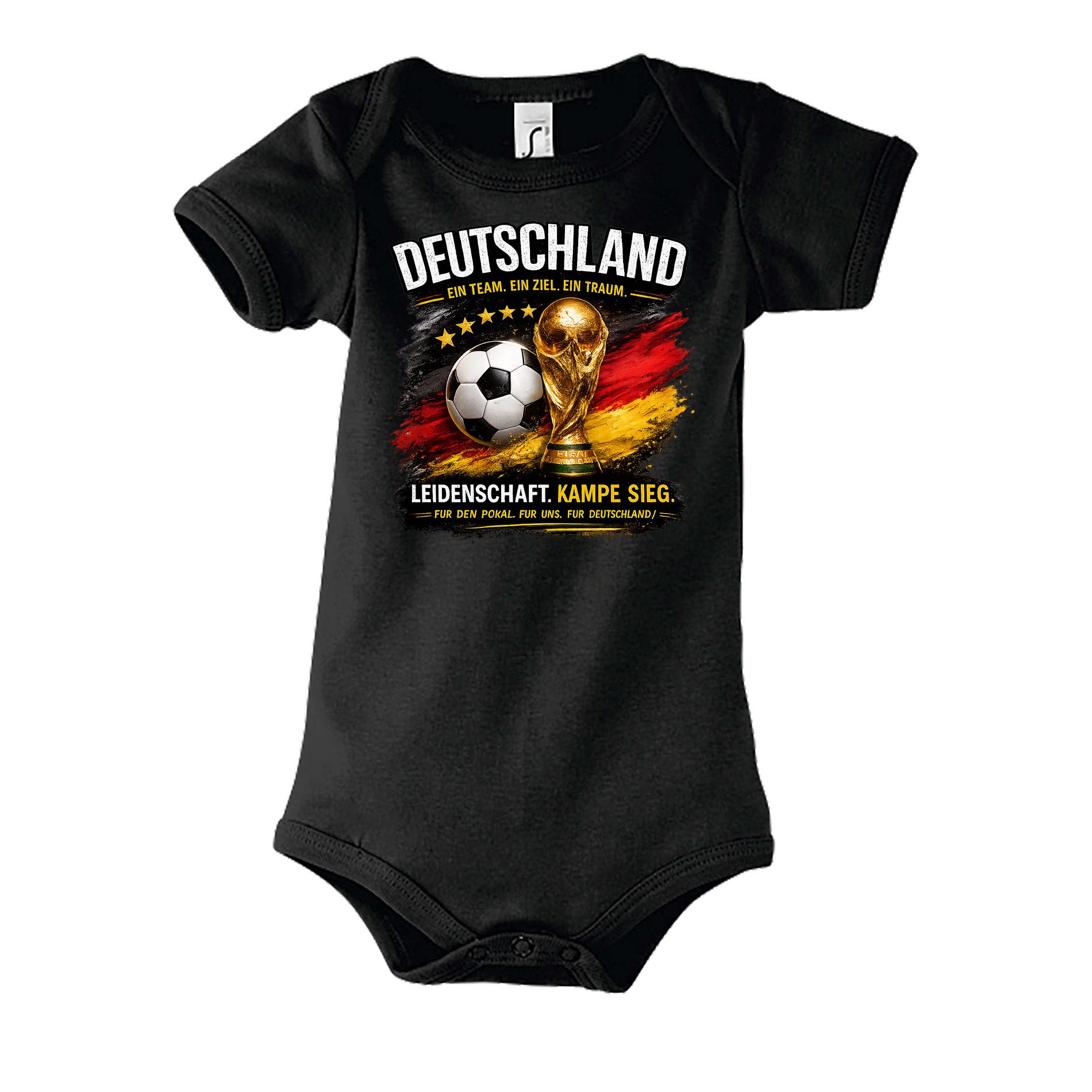 Blondie & Brownie Strampler DeutschlandPokal Fußball Pokal Print Baby Body Deutschland (Einzelstück, Einzelartikel) DeutschlandPokal_K_Body Fußballhelden
