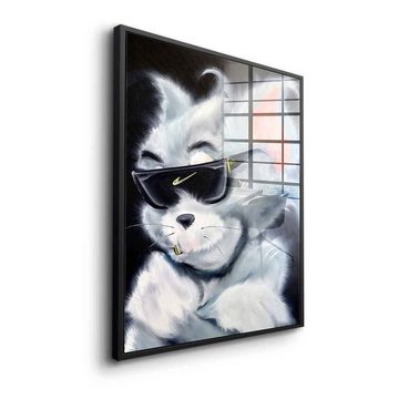 DOTCOMCANVAS® Acrylglasbild Sunglass Cat - Acrylglas, Acrylglasbild Tom Pop Art Comic Porträt Sunglass Cat weiß schwarz