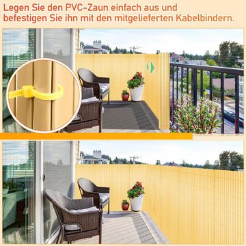 Bettizia Balkonsichtschutz PVC Sichtschutzmatte Wasserdicht Sonnenschutz Garten Bambus 90x500cm