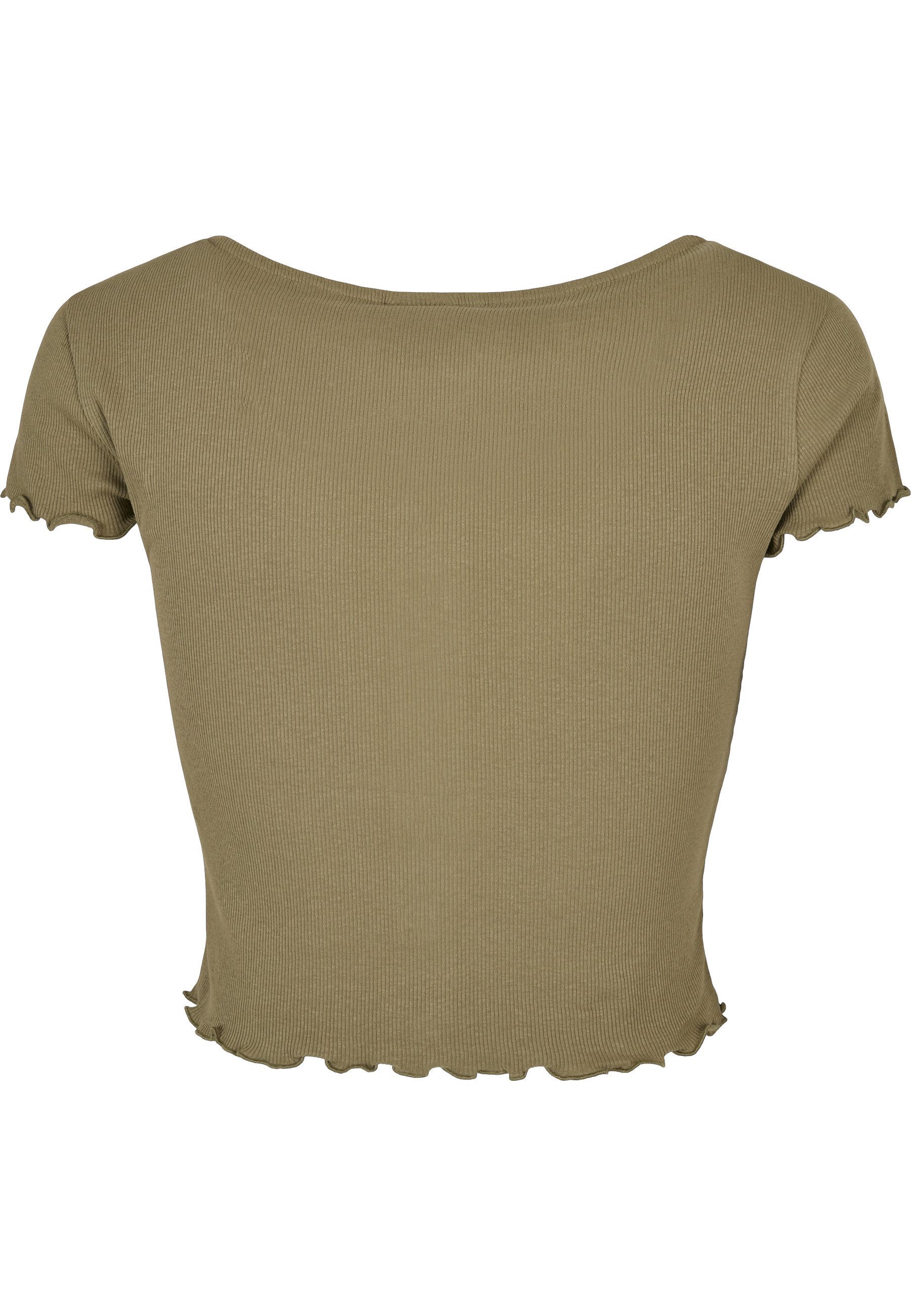 URBAN CLASSICS Kurzarmshirt Urban Classics Damen Ladies Cropped Button Up Rib Tee (1-tlg) – Bild 2 von 5