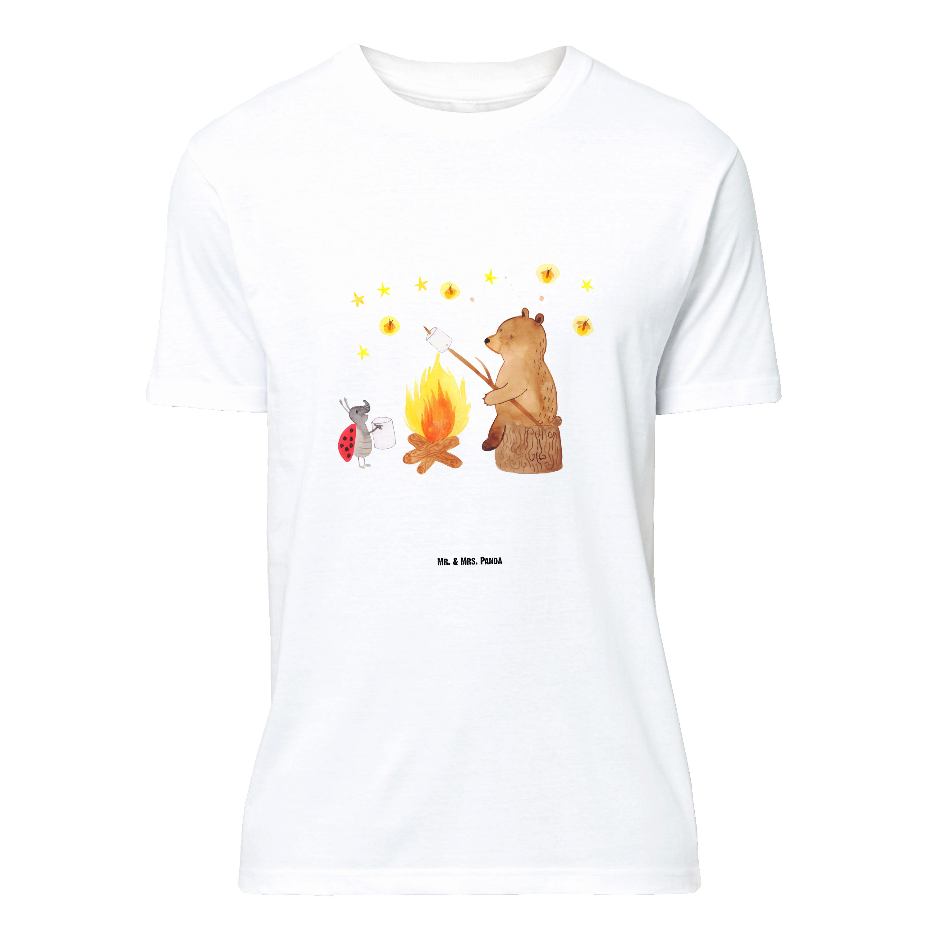 T-Shirt Bär & Marienkäfer Lagerfeuer, Größe M T-Shirt, Weiß, Lagerfeuer, Shir