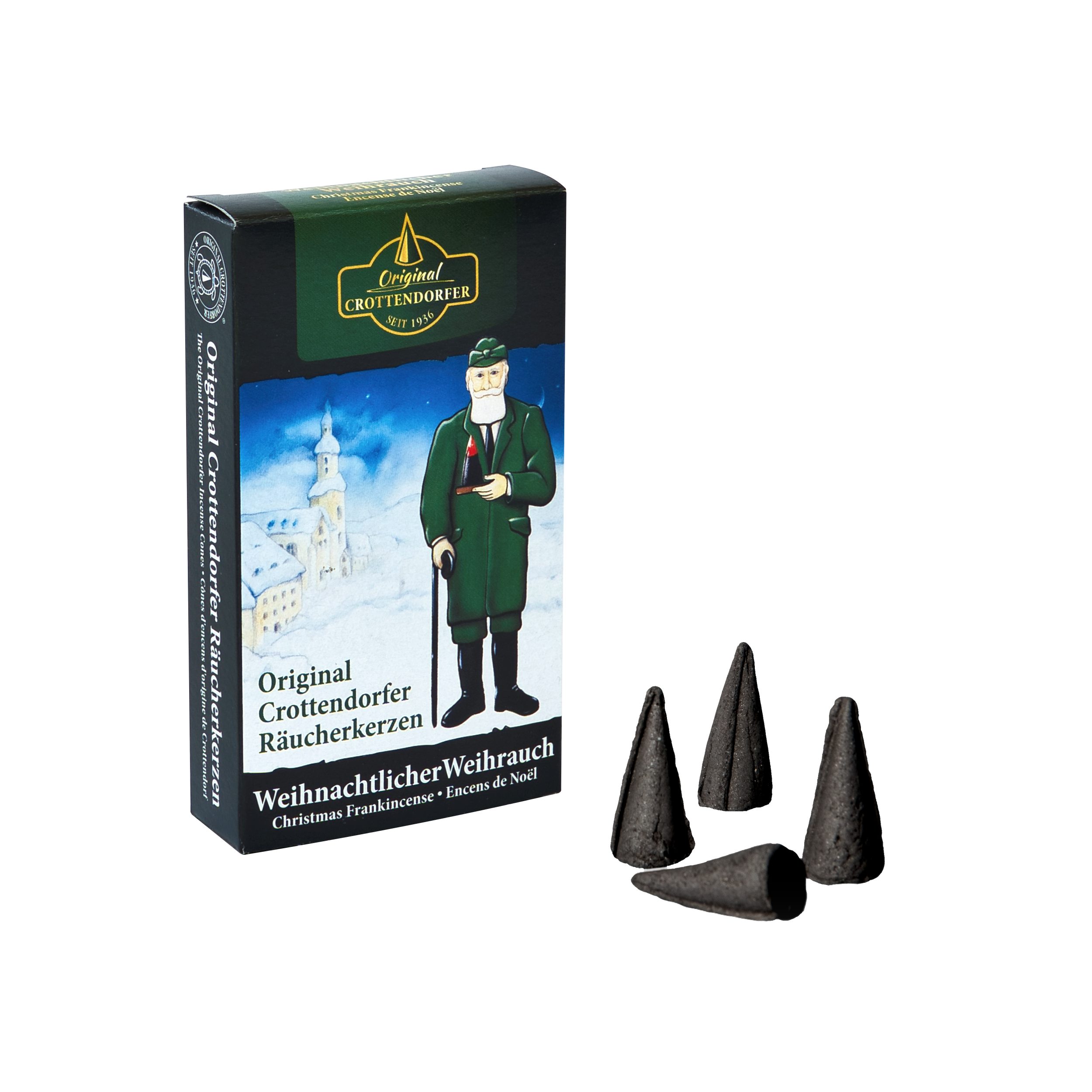 Crottendorfer Räucherkegel Crottendorfer Räucherkerzen 10er-Pack Weihnachtlicher Weihrauch (Packung, 10-St., Vorteilspack), 100% Made in Germany