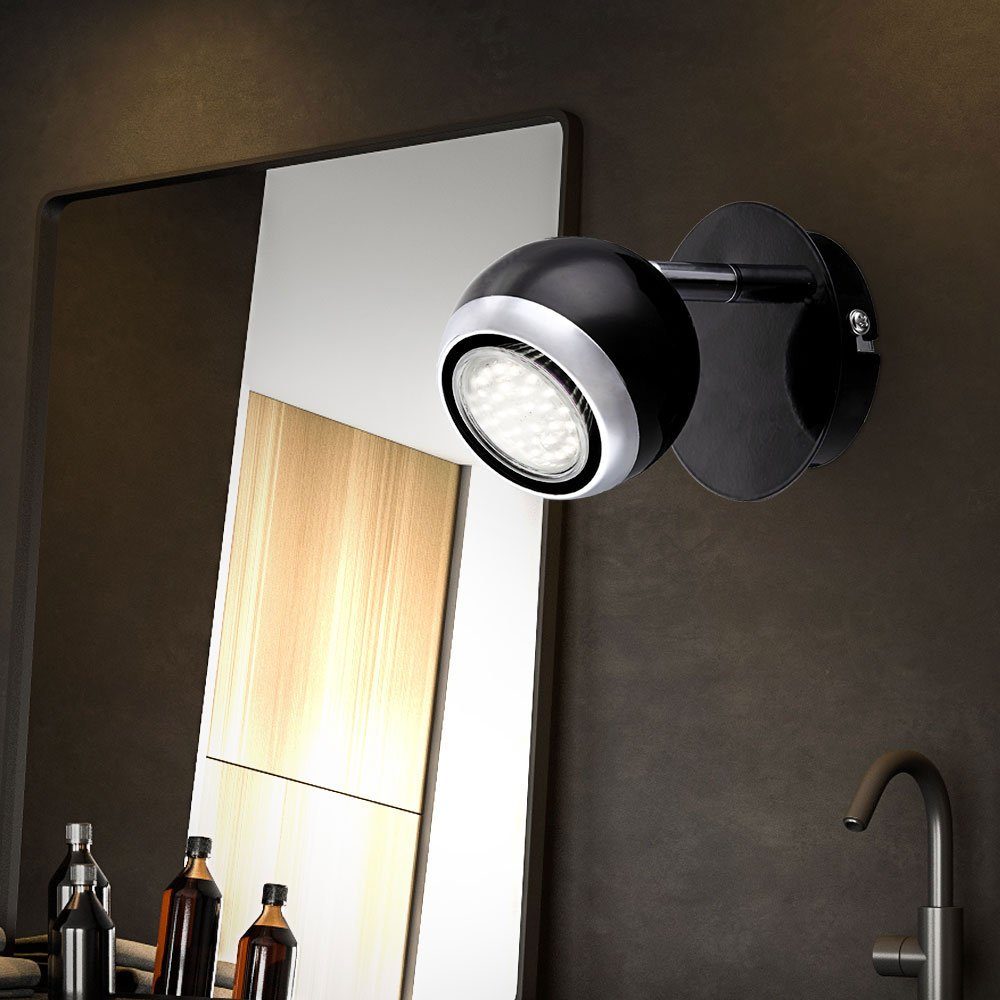 2x schwarz Globo LED Warmweiß, chrom schwenkbar Leuchtmittel Wandleuchte Wandleuchte, Spotlampe inklusive, Wandstrahler LED