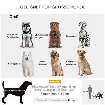 PawHut Fahrradhundeanhänger 2-in-1 Hundeanhänger, Hundebuggy max. 30 kg, Hundewagen mit Reflektoren
