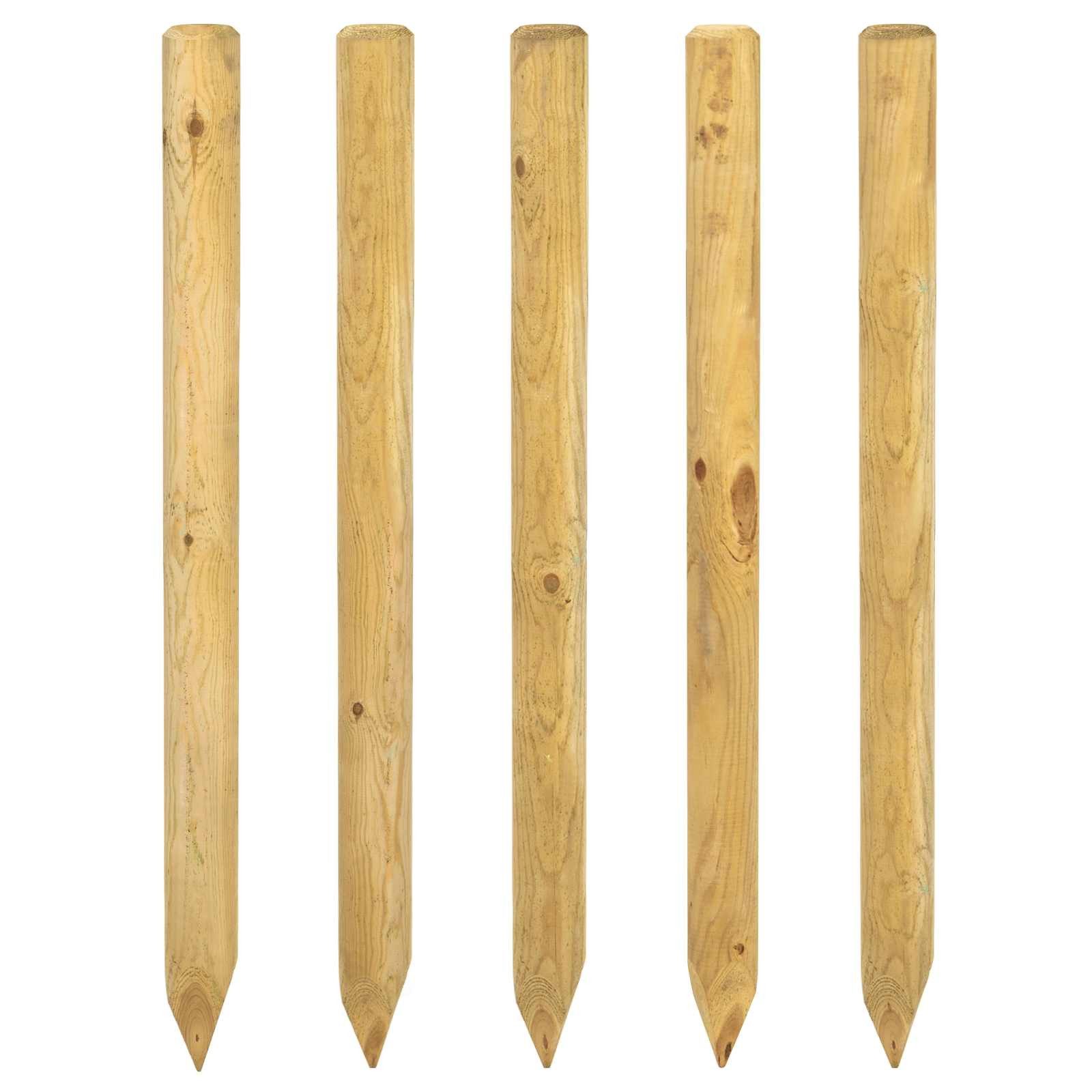 vidaXL Zaunpfosten Zaunpfosten 5 stk. Braun 150 cm Massives Kiefernholz, (5-St)