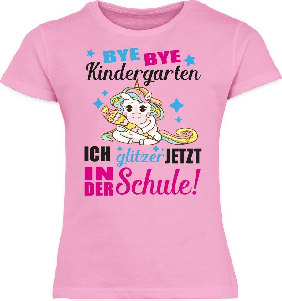 Schulanfang & Einschulung Bye Bye Kindergarten Einhorn Geschenk Mädchen T-Shirt