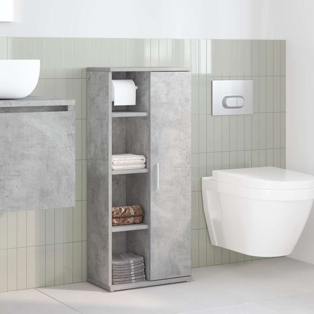 vidaXL Badezimmer-Set Badezimmerschrank mit Rollenhalter Betongrau 39x22x90 günstig online kaufen