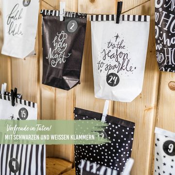 PAPIERDRACHEN befüllbarer Adventskalender Adventskalender mit bedruckten Tüten, Adventskalender zum selber befüllen