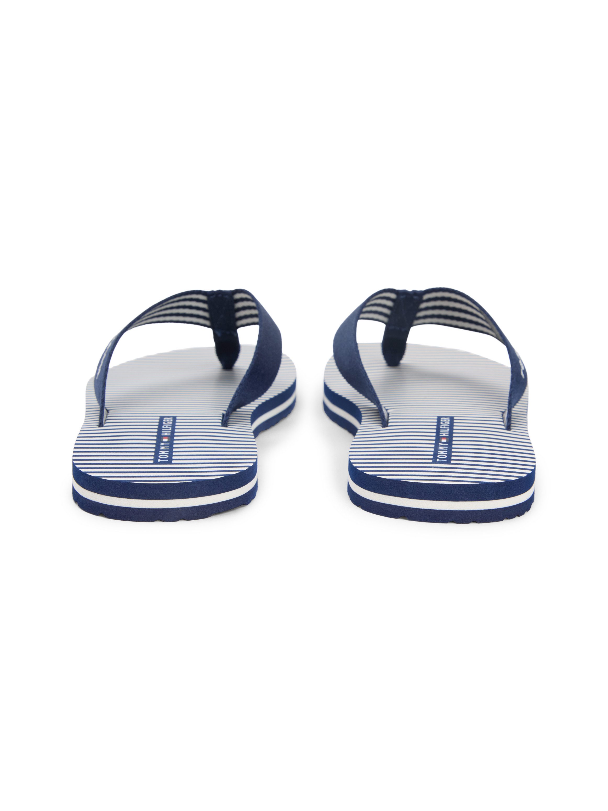 Tommy Hilfiger TH ITHACA STRIPE SUMMER SANDAL Zehentrenner Sommerschuh, Pool Slide, Dianette, Flat mit Logo-Schriftzug