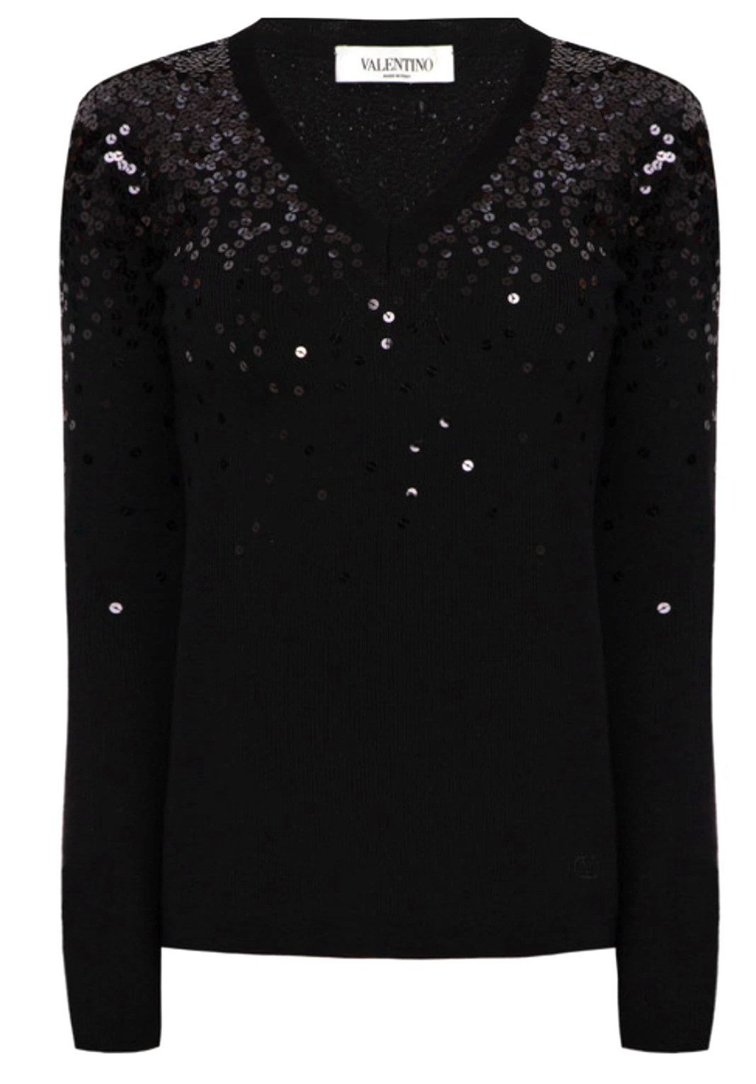 Valentino Strickpullover Pullover Pailletten Pulli L Edles Pailletten-Dekor im Schulterbereich