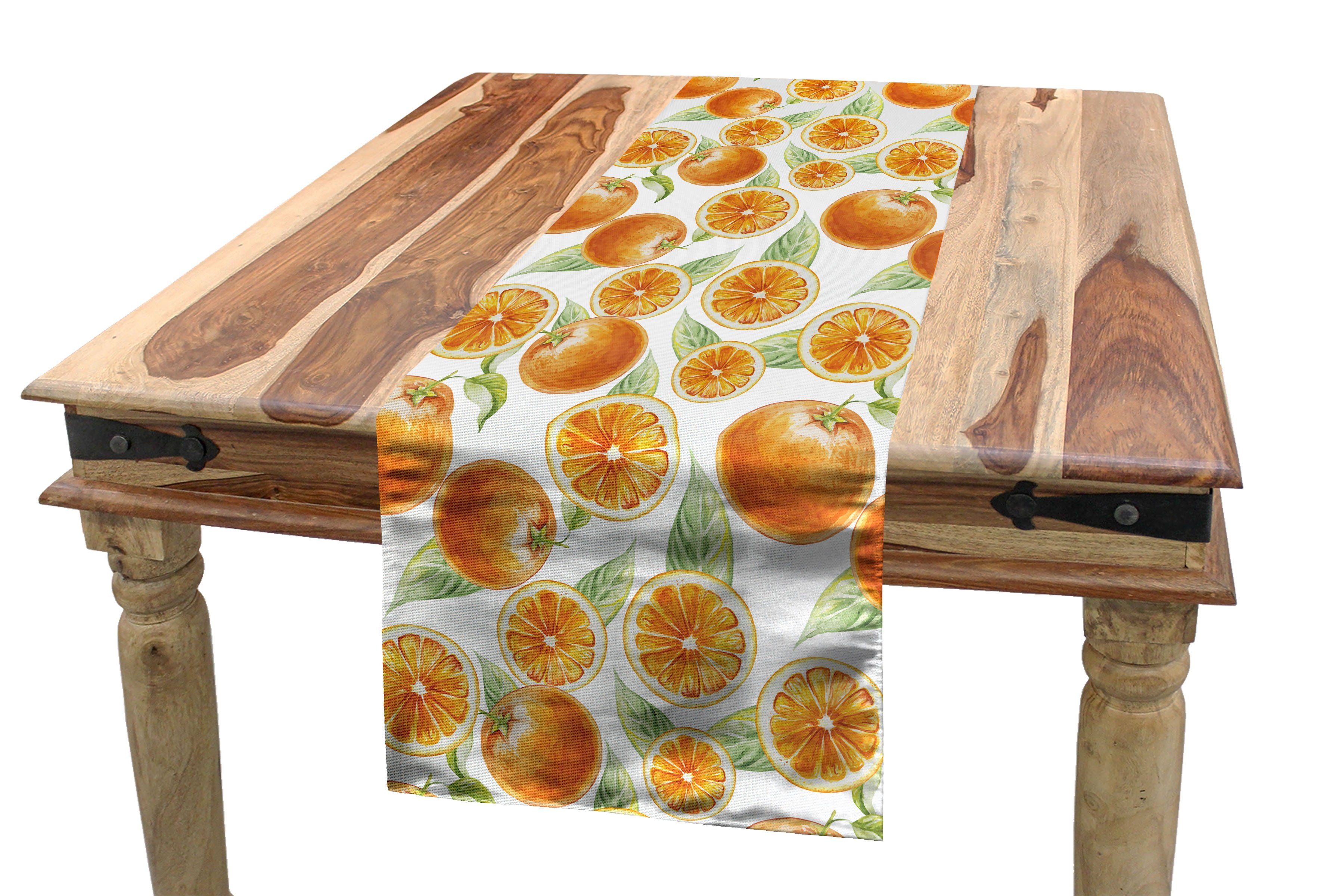 Abakuhaus Tischläufer Esszimmer Küche Rechteckiger Dekorativer Tischläufer, Natur Juicy Orange Früchte Kunst
