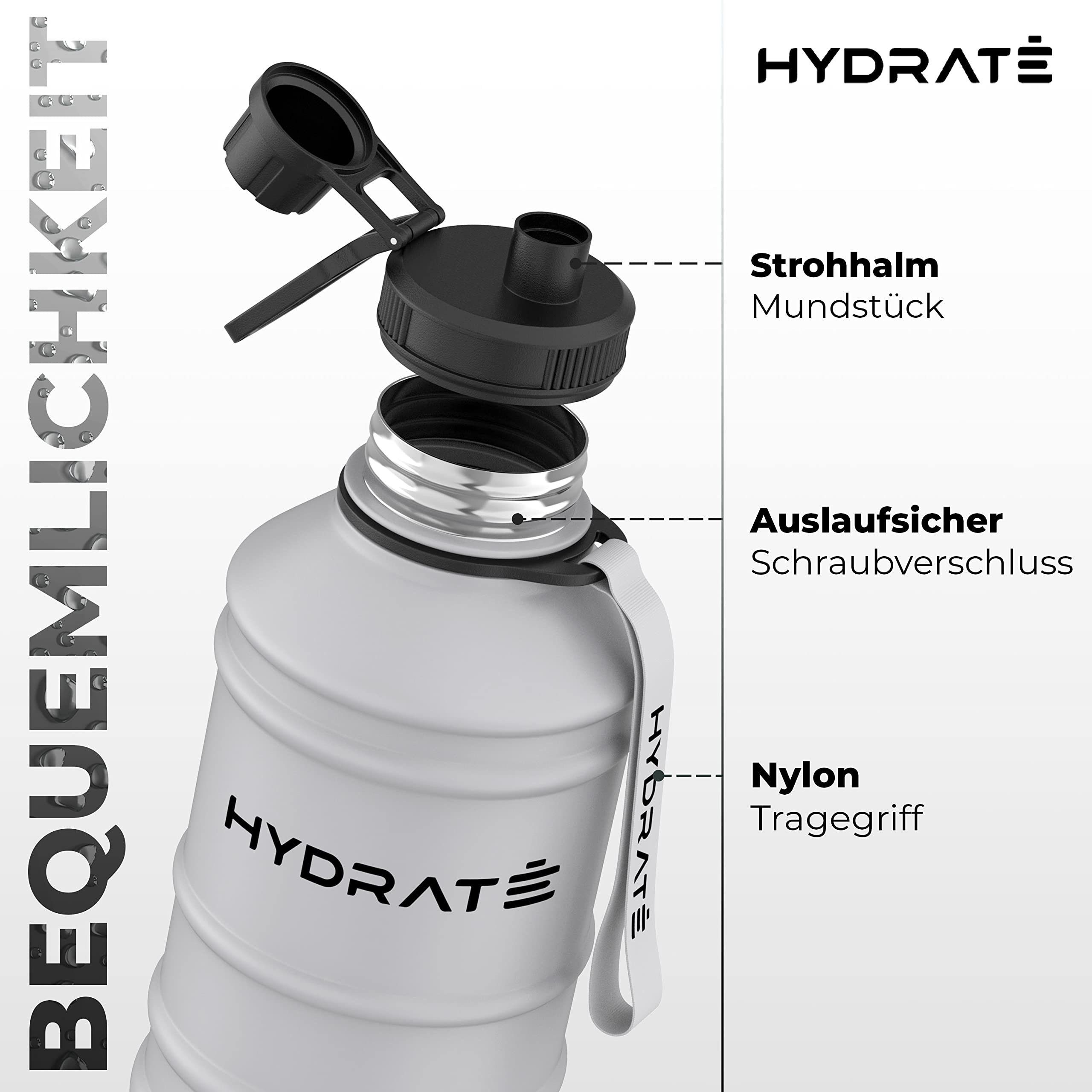 Hydrate Trinkflasche, 2.2l Bottles Edelstahl Nardo Grau