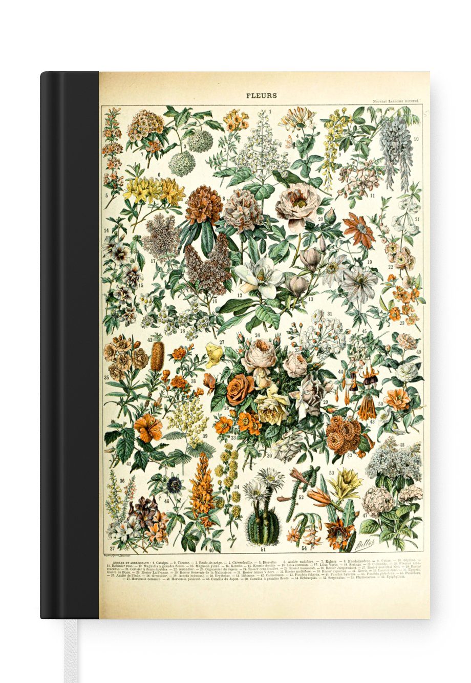 MuchoWow Notizbuch Blumen - Orange - Gelb, Journal, Merkzettel, Tagebuch, Notizheft, A5, 98 Seiten, Haushaltsbuch