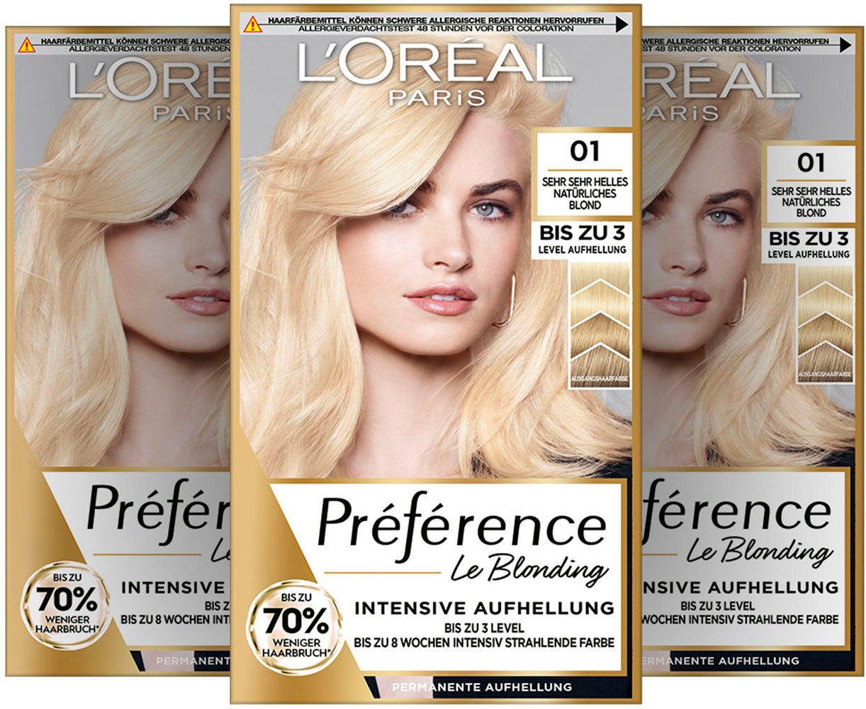L'ORÉAL PARIS Coloration Préférence Le Blonding, Packung, 3-tlg., mit pflegender Formel