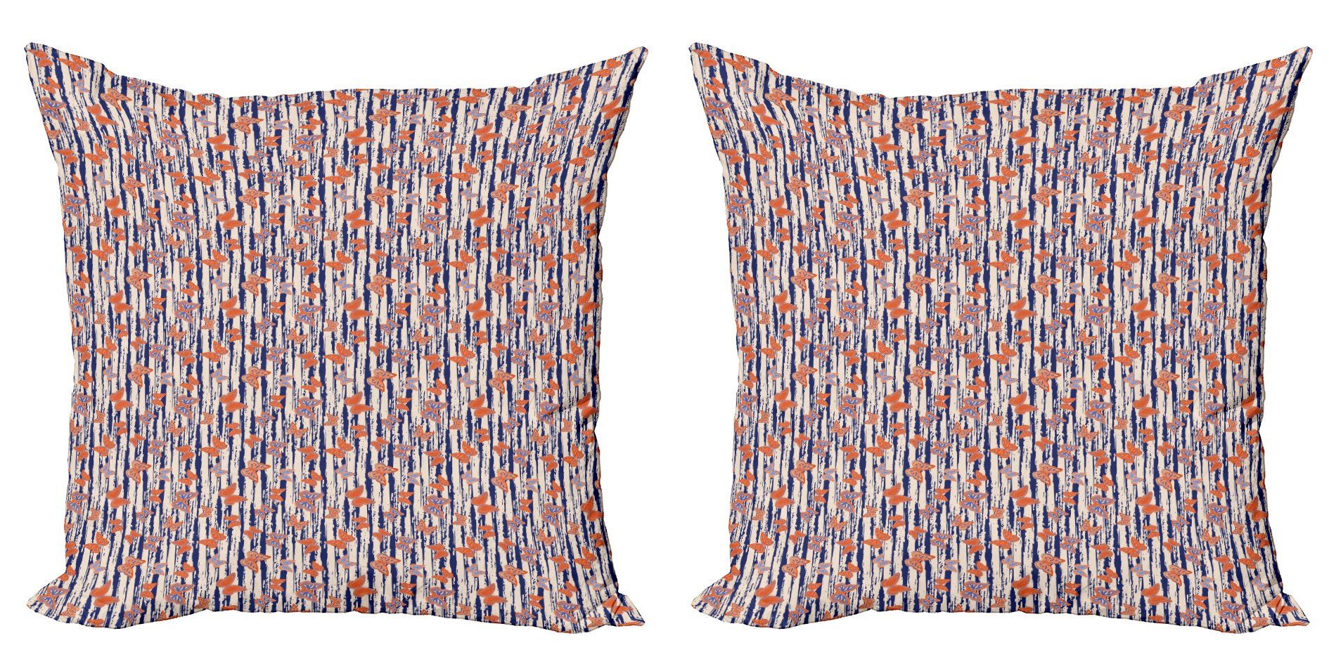 Schmetterling Doppelseitiger Kissenbezüge Digitaldruck, (2 Accent Stück), Abakuhaus Streifen Insekten auf Modern