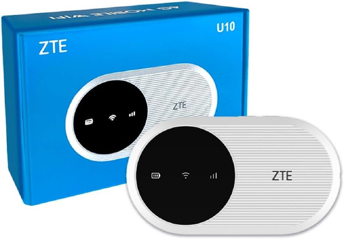 ZTE Modem U10 Mobiler 4G WiFi CAT4 Hotspot 287 Mbps für bis zu 32 Geräte - weiss
