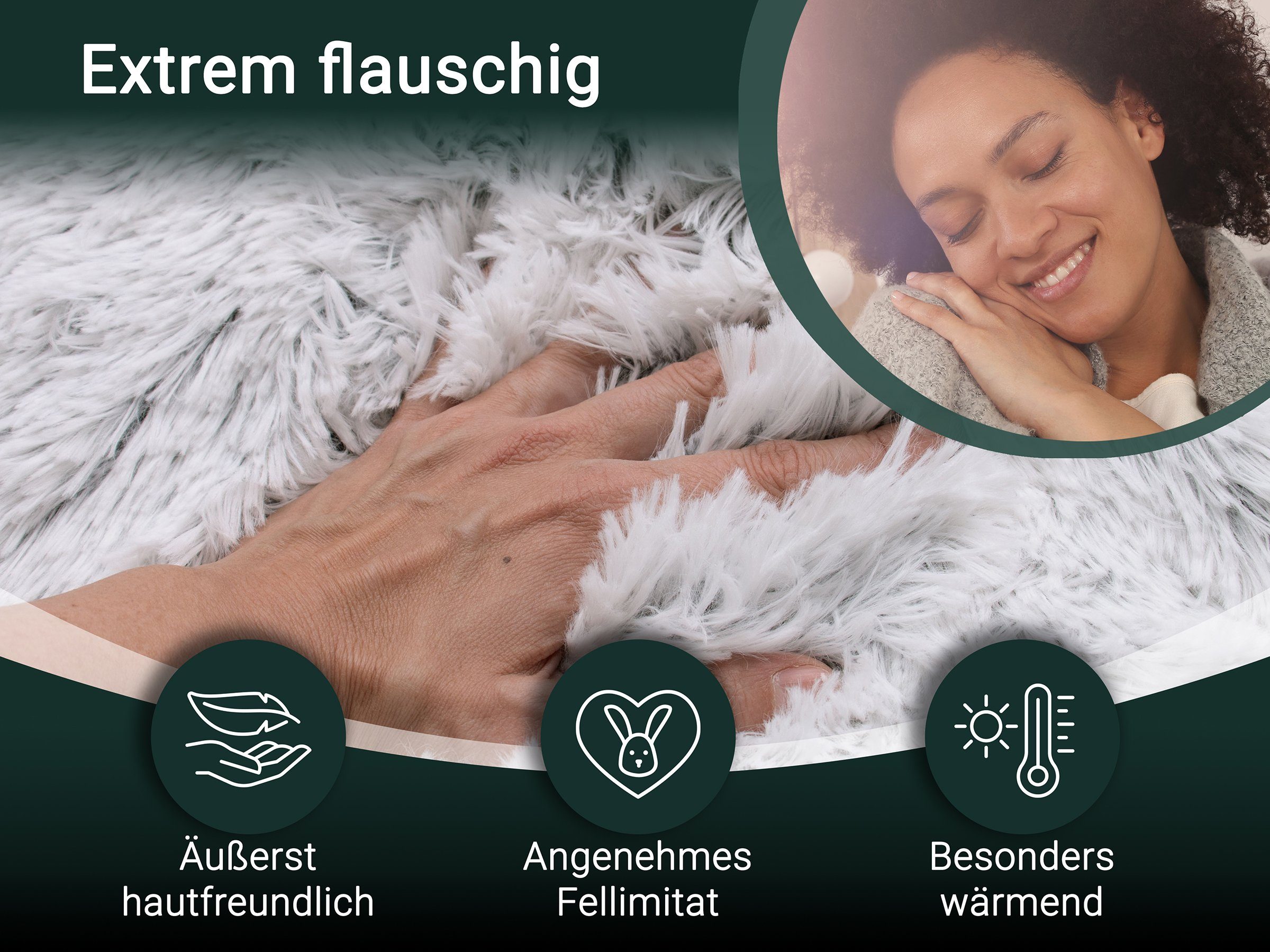 Wohndecke, ZOLLNER, 150 x 200 cm, 100% Polyester, extra flauschige Felloptik