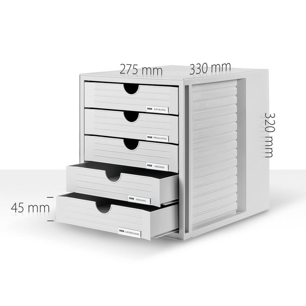 HAN Schubladenbox HAN SYSTEMBOX KARMA 14508-16 Schubladenbox Grau DIN A4, DIN C4 Anzahl