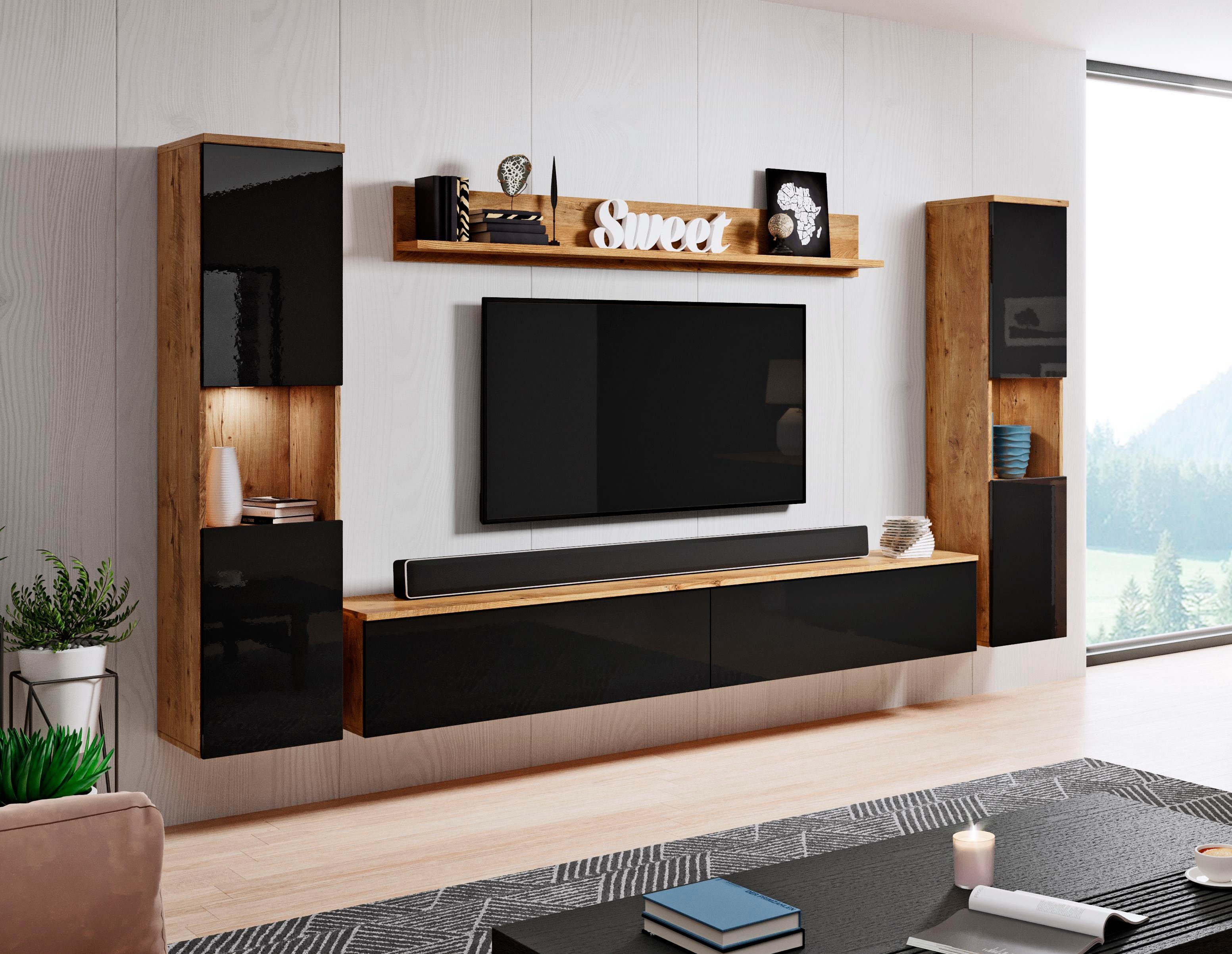 INOSIGN Wohnwand PARIS, Vitrine Türanschlag links/rechts wechselbar, (Kompl günstig online kaufen