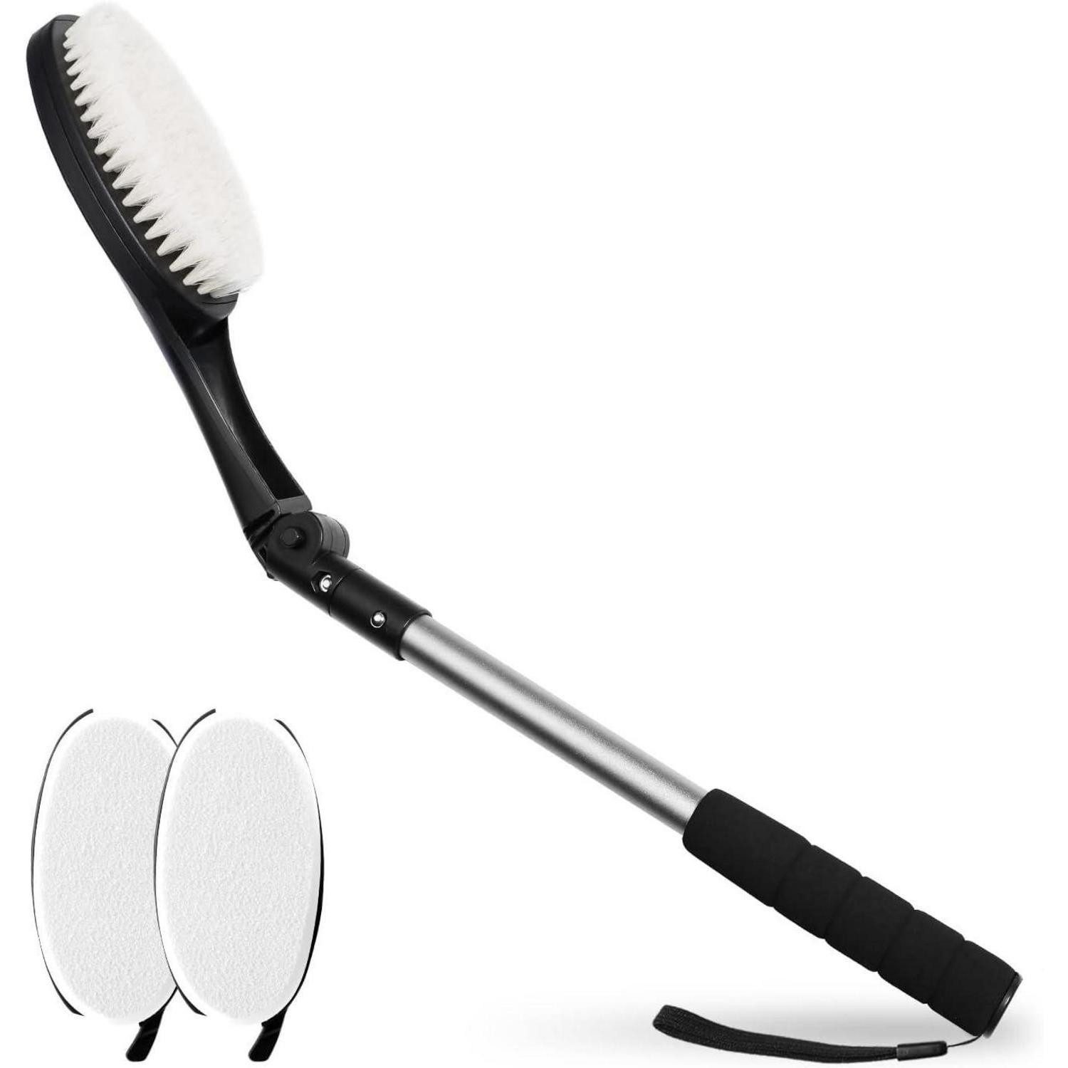 LuxusKollektion Körperbürste Rückenbürste 3er Set mit Applikator Pads langem Stiel Duschbürste