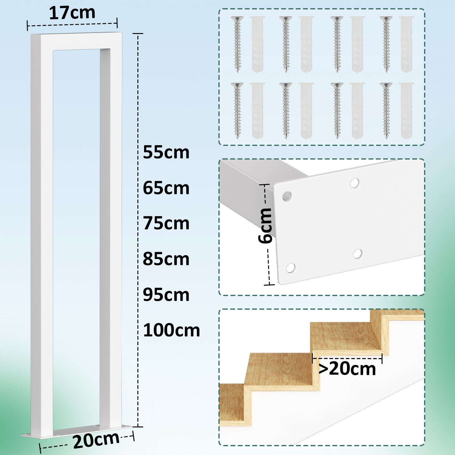Clanmacy Treppengeländer U-förmige Eisen Handlauf Geländer Aufmontage 55 - günstig online kaufen