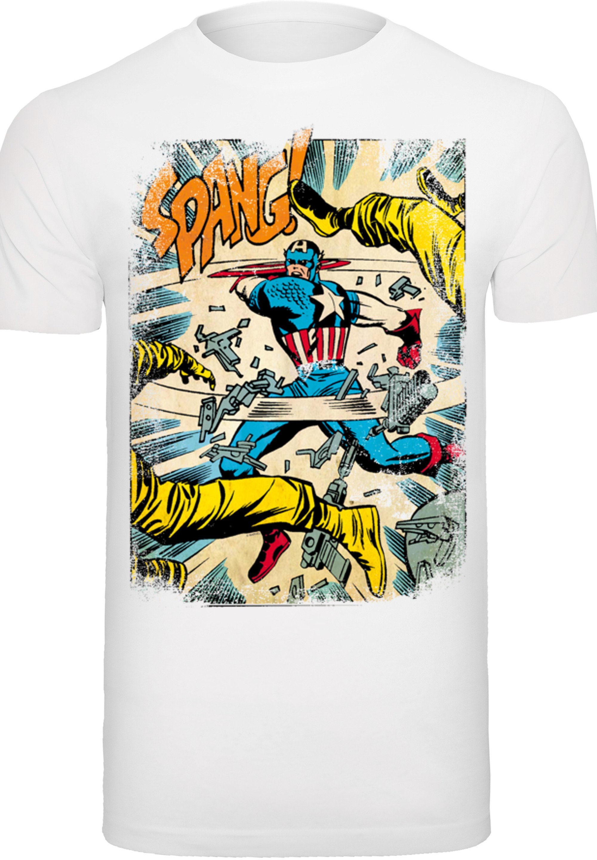 Herren Spang (1-tlg) T-Shirt America white F4NT4STIC Round Kurzarmshirt Captain Neck with Marvel