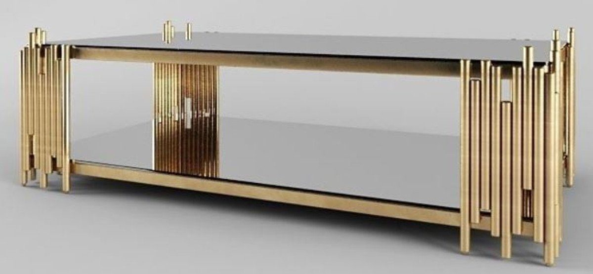 60 - Wohnzimmertisch Designer Gold Casa Luxus x 100 Möbel Padrino 45 - Couchtisch x mit cm Glasplatten Couchtisch H. Rechteckiger