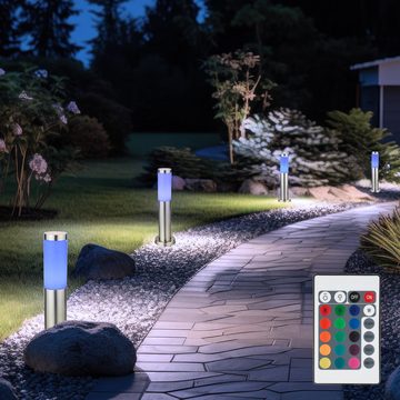 Globo LED Außen-Stehlampe, Leuchtmittel inklusive, Warmweiß, Farbwechsel, 7 Watt RGB LED Farbwechsler Design Steh Edelstahl Lampe