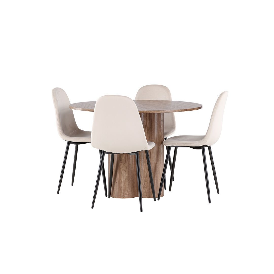 ebuy24 Essgruppe Olivia Essgruppe Tisch Ø110cm und 4 Velours Stühle