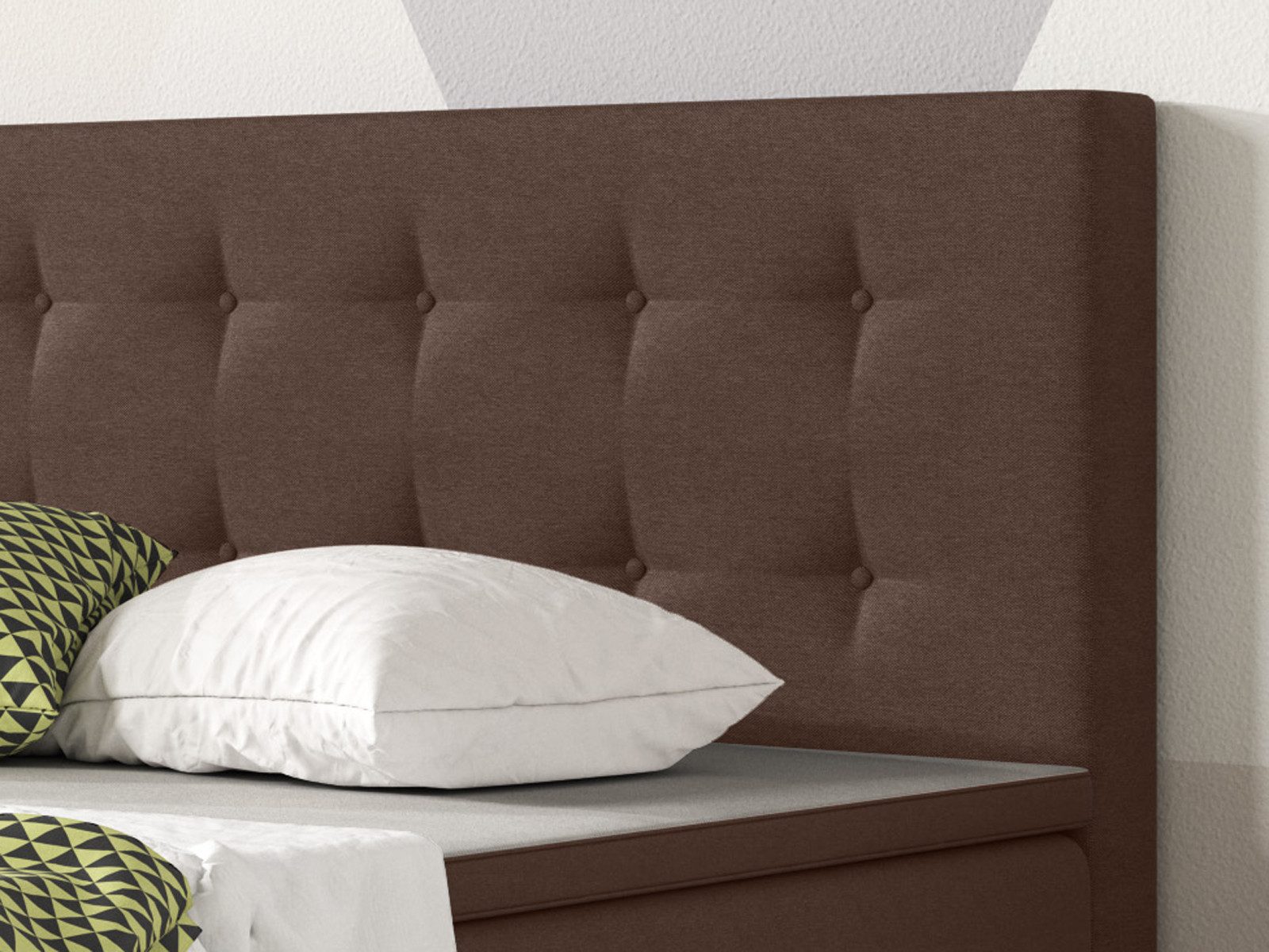 inter Boxspringbett Boxspringbett K-01 Webstoff (Komplettbett Set, Bett 180x200 cm inkl.Kopfteil mit 7-Zonenmatratzen und Topper), H3, SOFORT LIEFERBAR