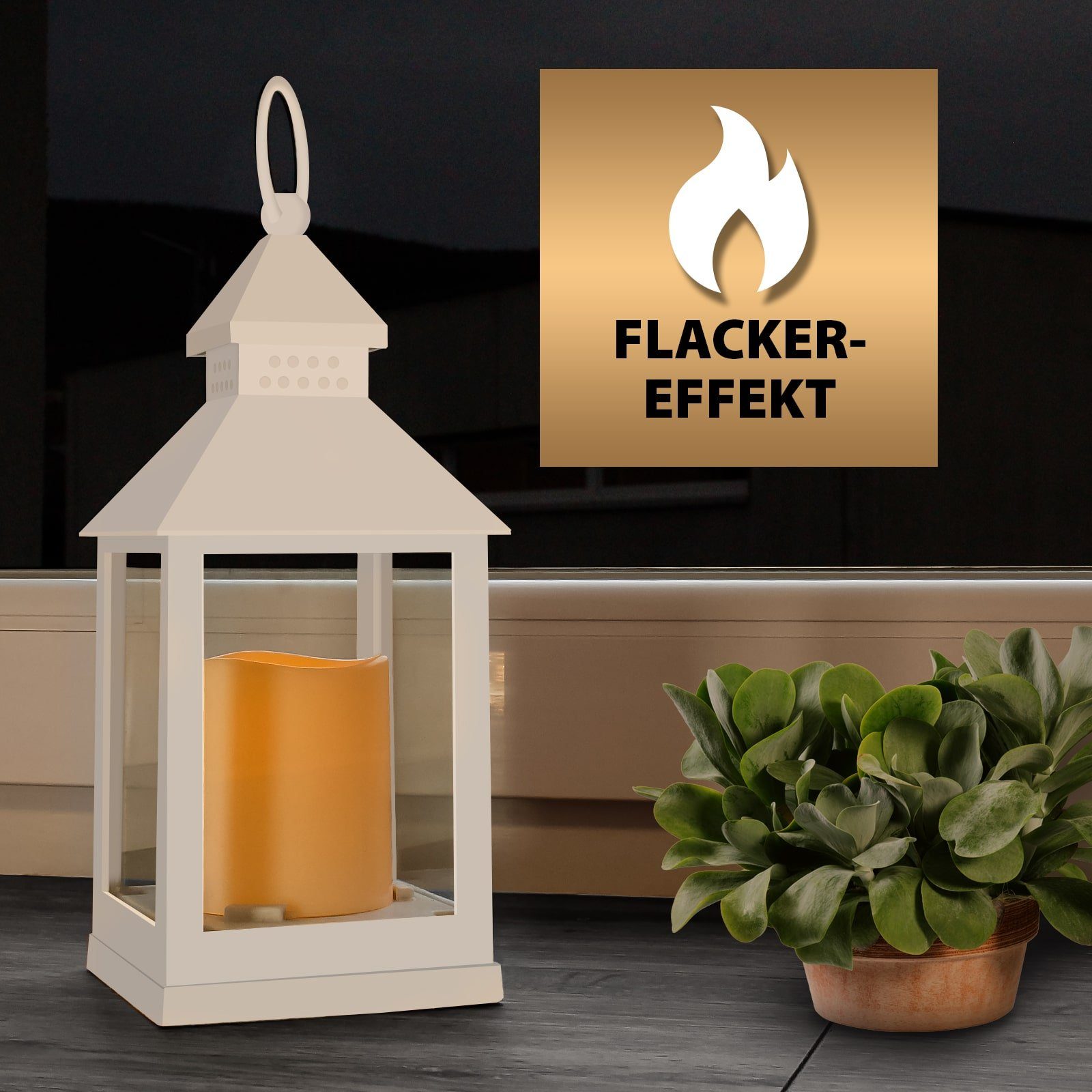 EAXUS LED Laterne Windlicht mit realistischem Flammeneffekt, LED fest integ günstig online kaufen