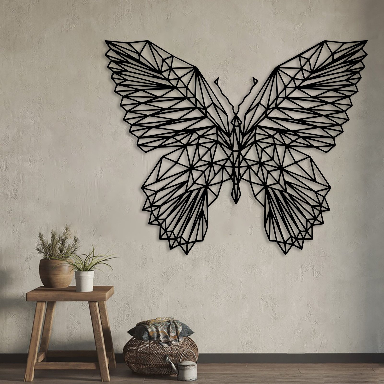 Jumpeak Wanddekoobjekt Schmetterling Metall Wanddekoration, Tiere, Kunst, Metall, Hergestellt aus Metall,Schwarz,Weiß,2 Größe