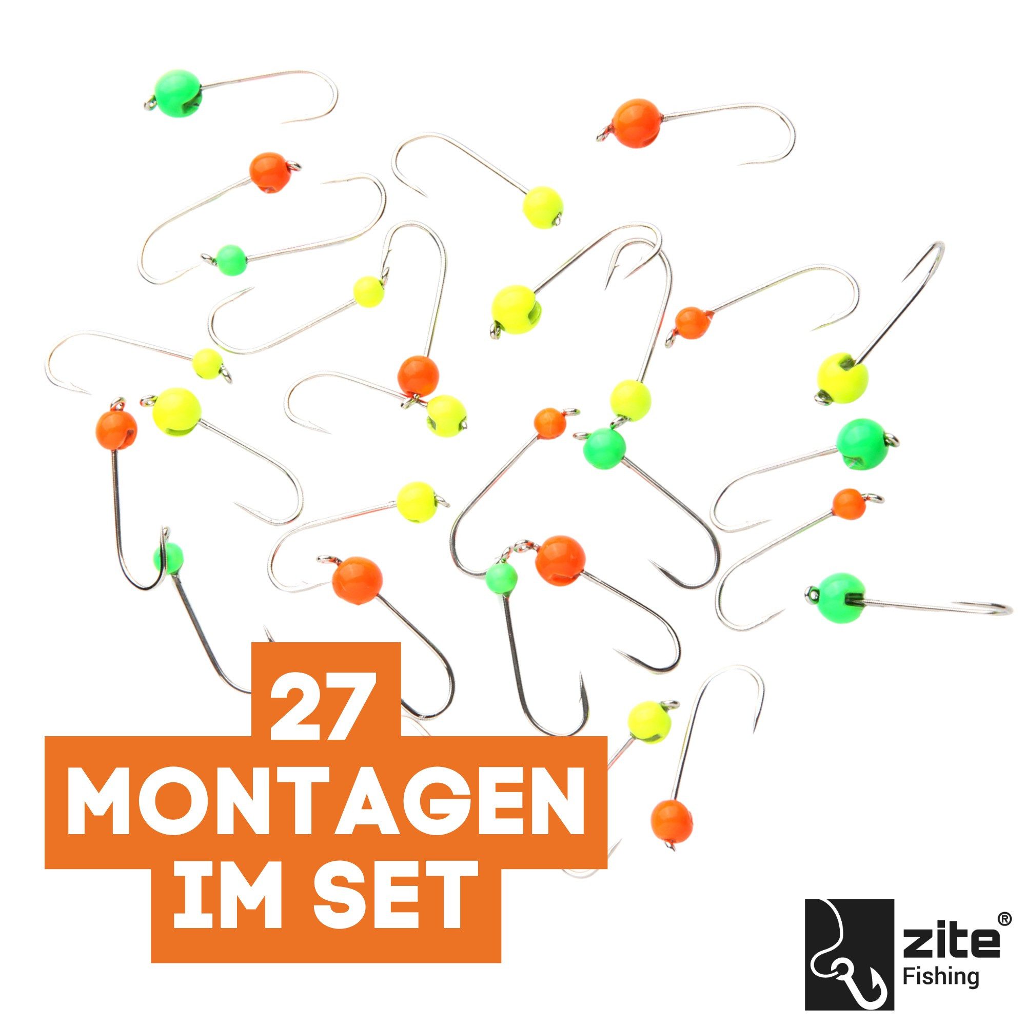 Zite Jighaken Neon Tungsten Micro Jigheads 0,3-1,2g Neon im Set 27 Stück
