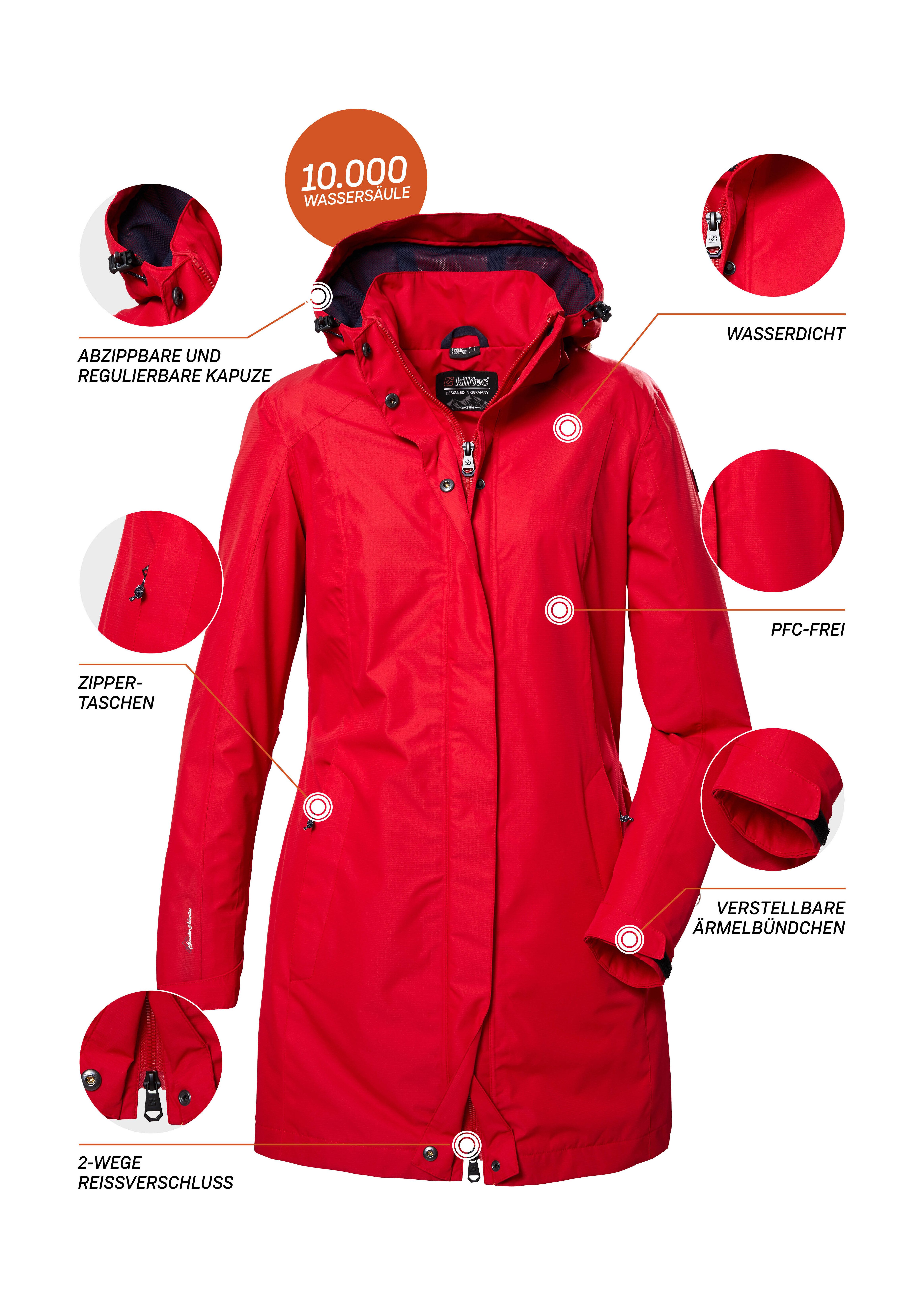 Killtec Parka KOS 44 WMN PRK Wasserdichte, atmungsaktive Damenjacke mit abnehmbarer Kapuze